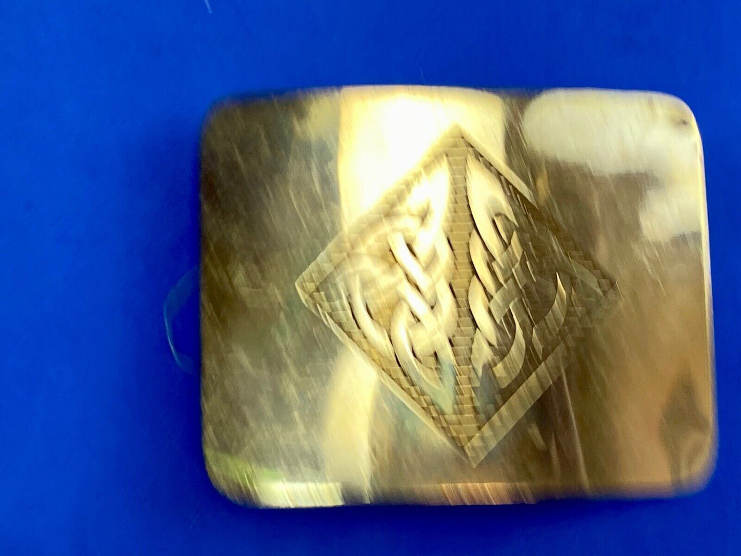 Vintage 1970s?  BOHO HIPPIE Ornate Lines Pattern Brass tone Belt Buckle 