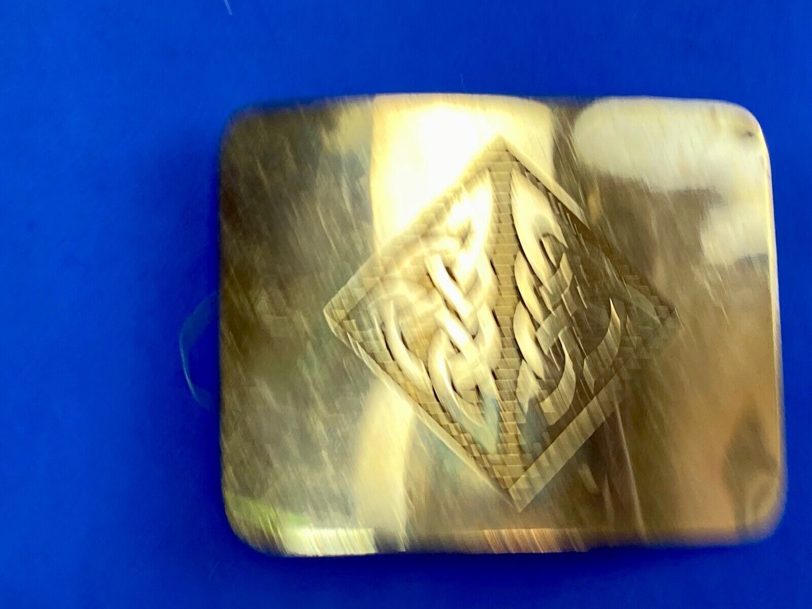 Vintage 1970s?  BOHO HIPPIE Ornate Lines Pattern Brass tone Belt Buckle 