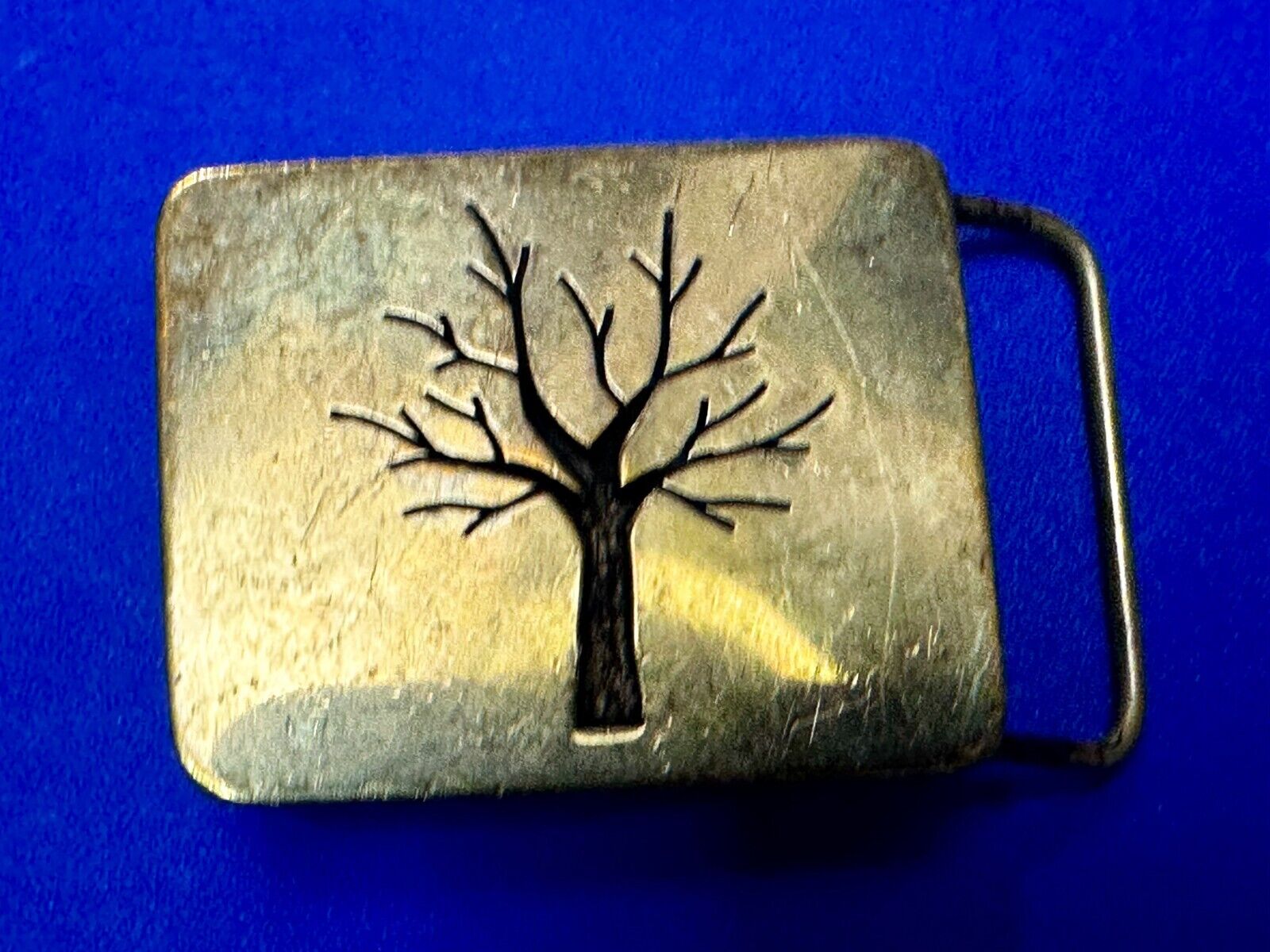 Tree of Life Inlaid Gold Tone Hippy Vibe Vintage SMALL Artisan Belt Buckle