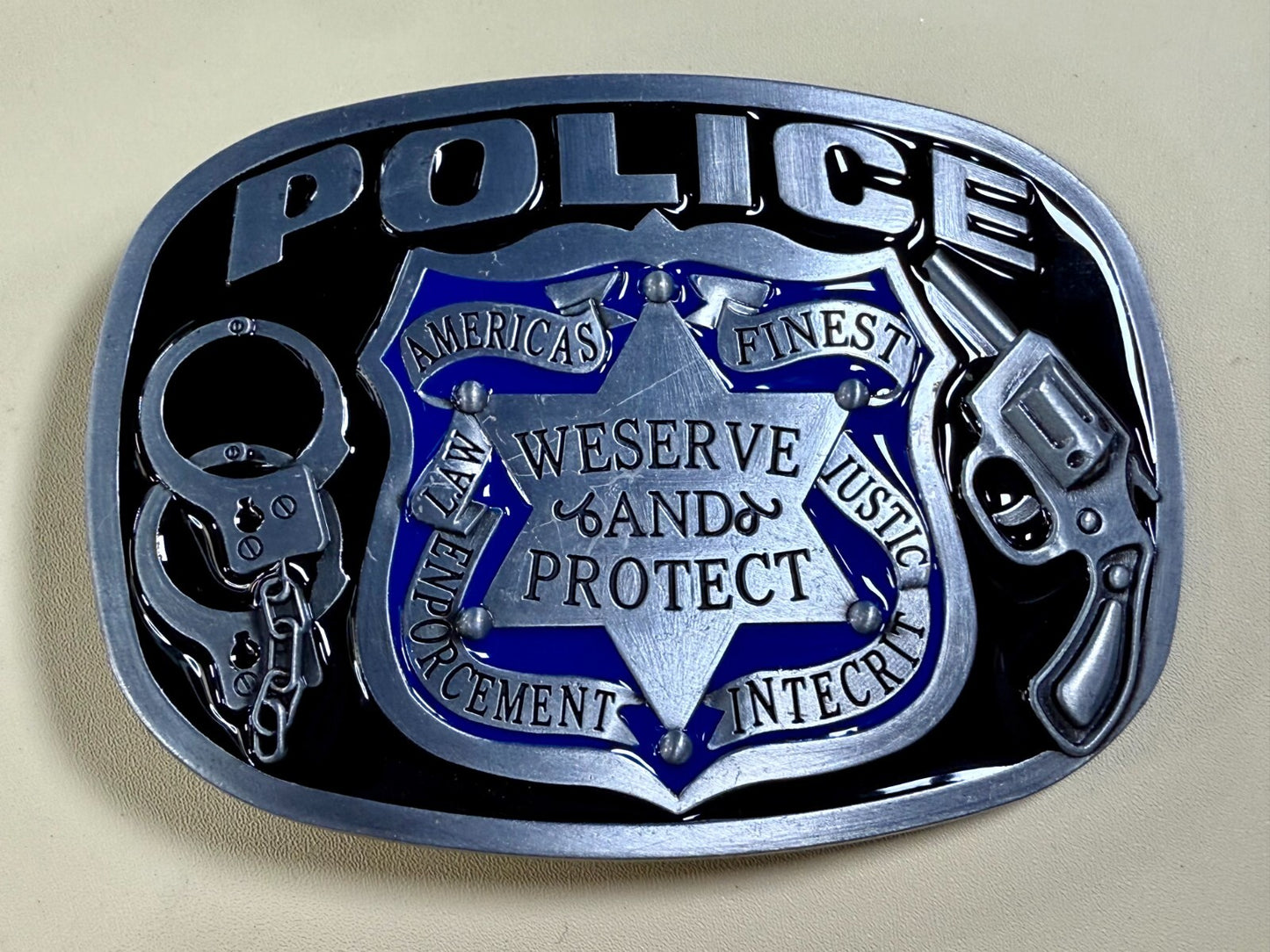 AMERICAS FINEST POLICE We Serve Protect Law Enforcement Commemorate Belt Buckle