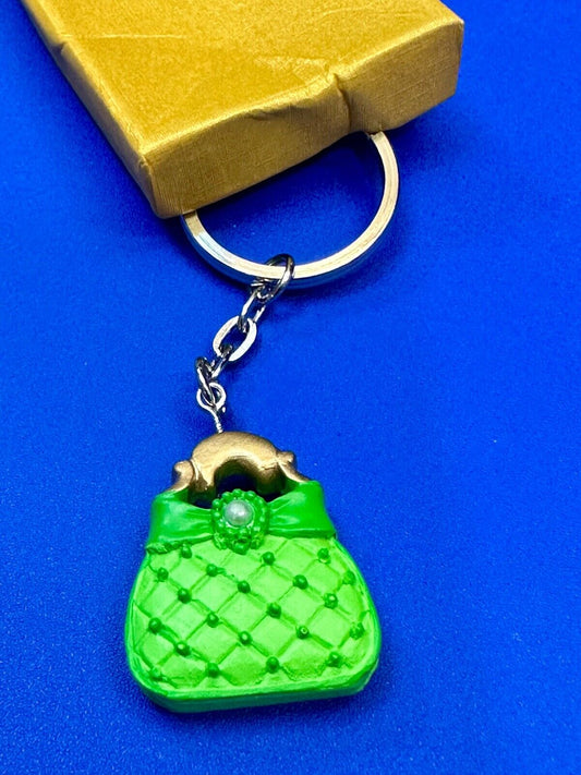 Adorable Green Purse Fashioncraft Keychain - Key Ring Chain  Item 6485