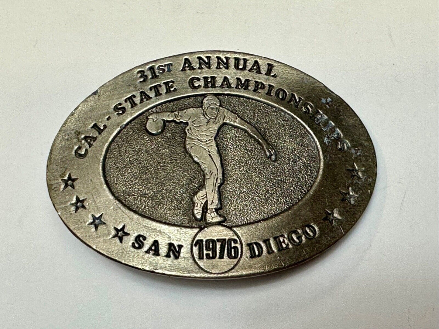 31st State Annual California Championship San Diego 1976 Bowling Belt Buckle
