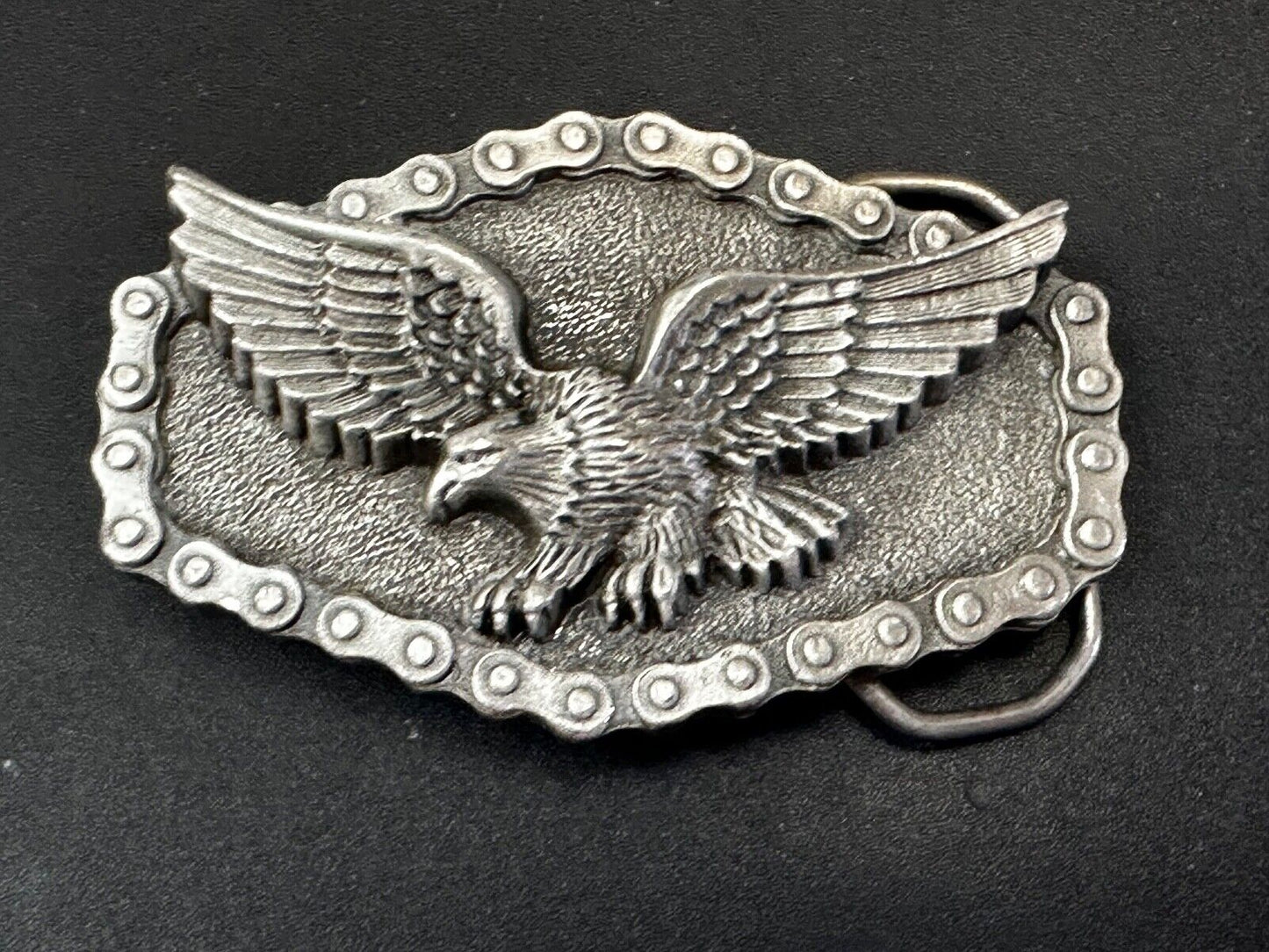 Bikers American Eagle with Motorcycle Chain Surround Great American Belt Buckle