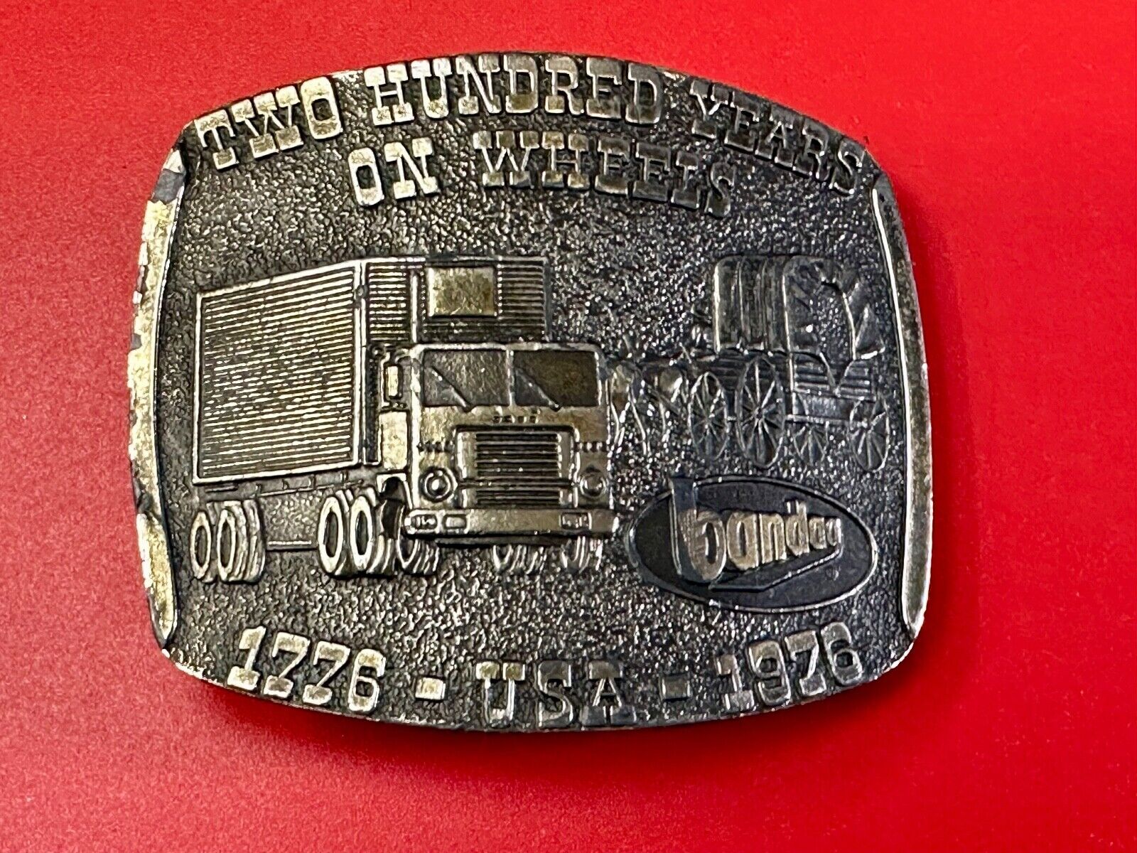 Bandog 200 years on wheels Semi Wagon Bicentennial belt buckle by Lewis Buckles