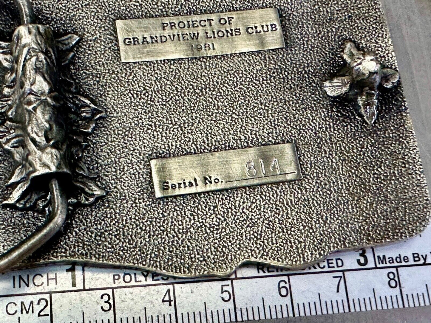 Vintage 1981  Grandview Oregon - A grand place to live - Lions Club belt buckle