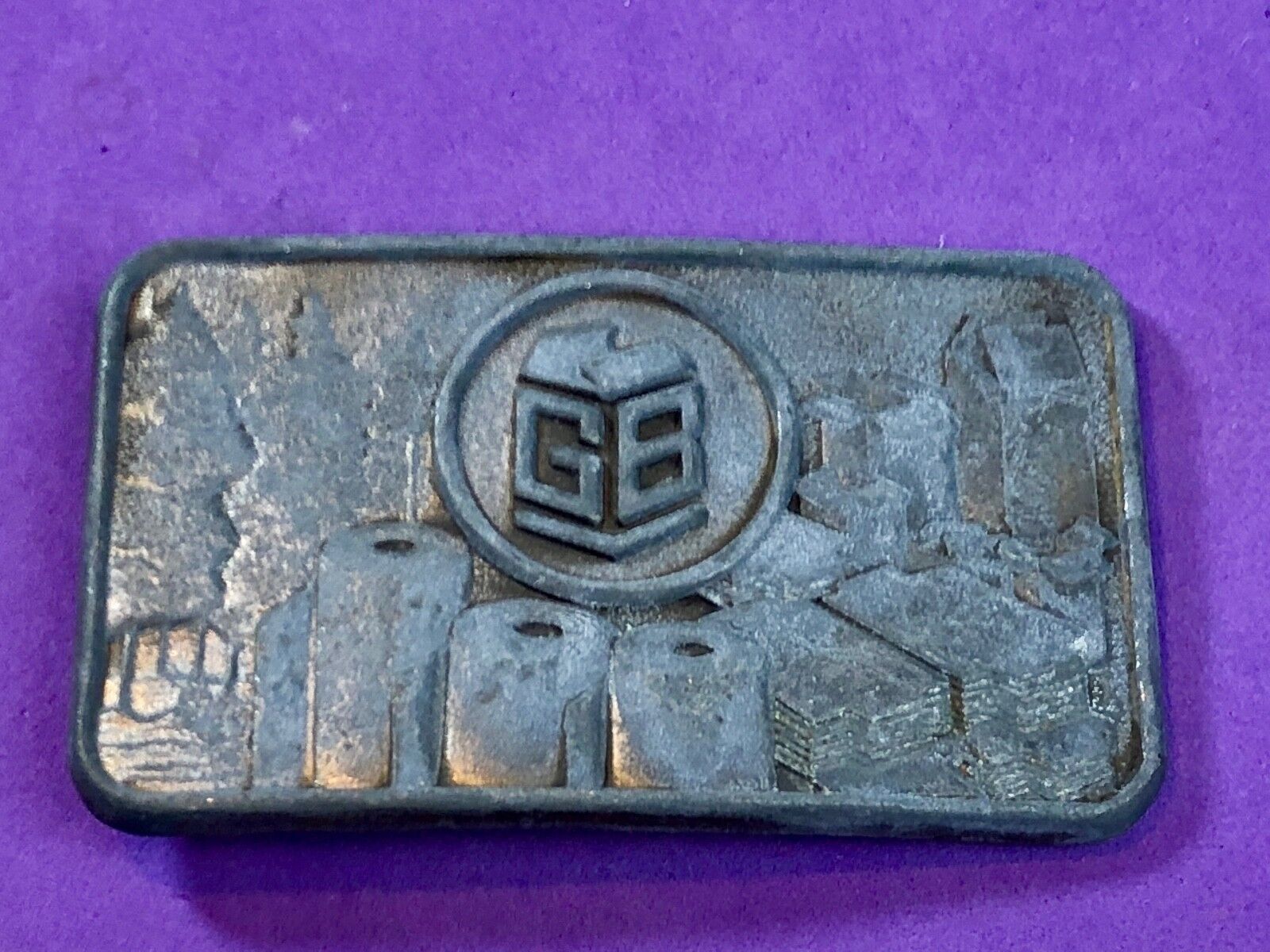 vintage GB paper products advertising promo Company  belt buckle