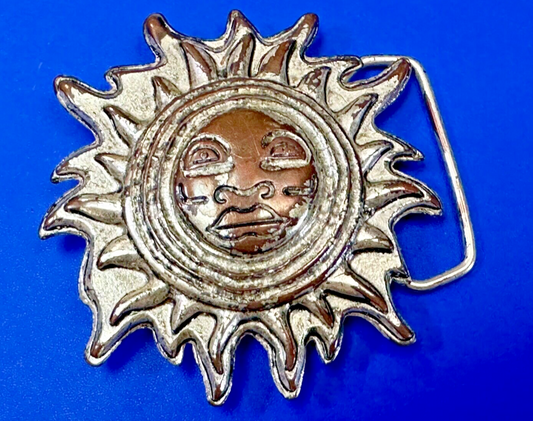 Artisan Hippie Style SUN Face - Large Figural cutout belt buckle