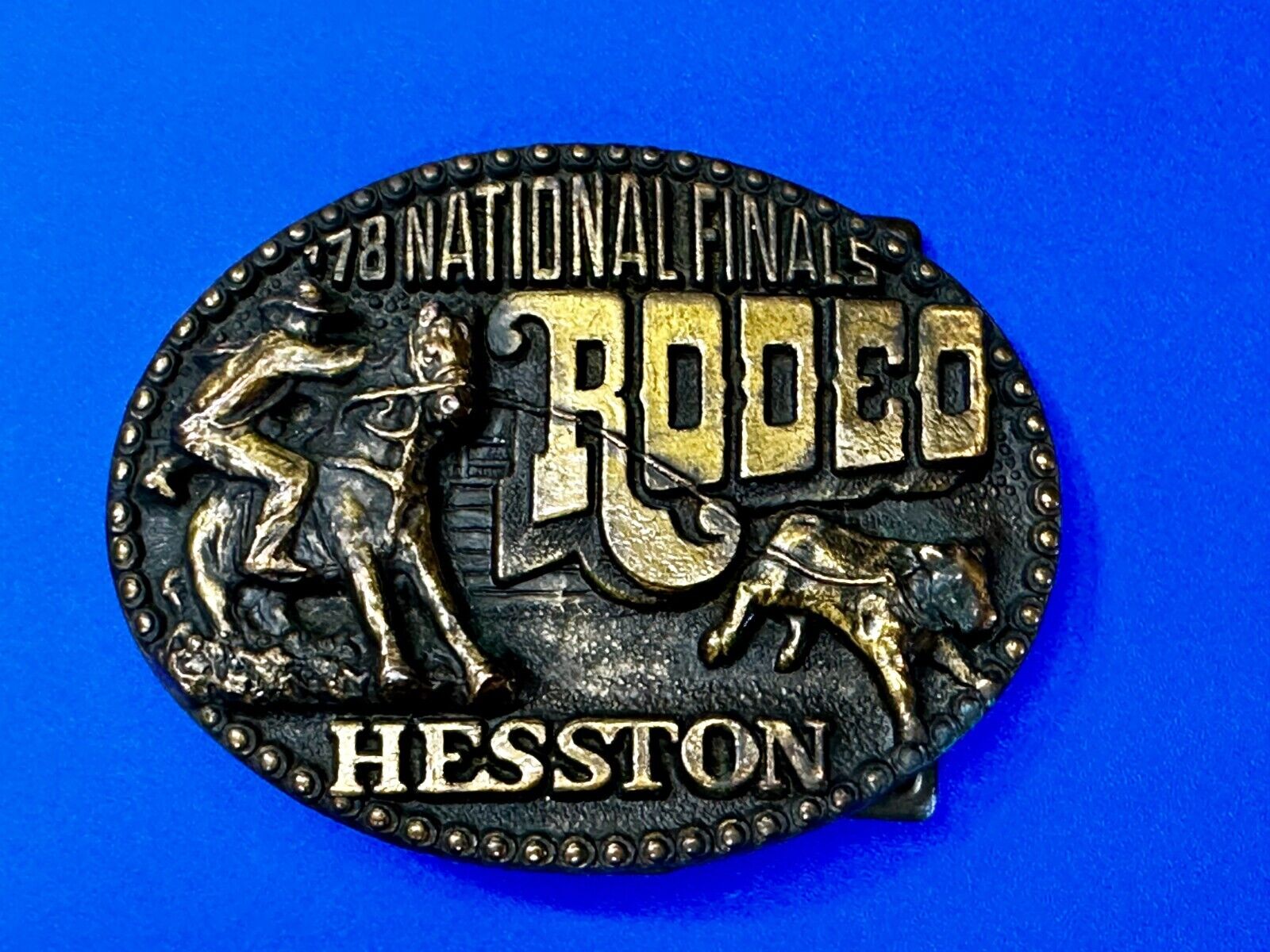 1978 Hesston National Finals Rodeo NFR Rodeo Cowboys NOS Western Belt Buckle