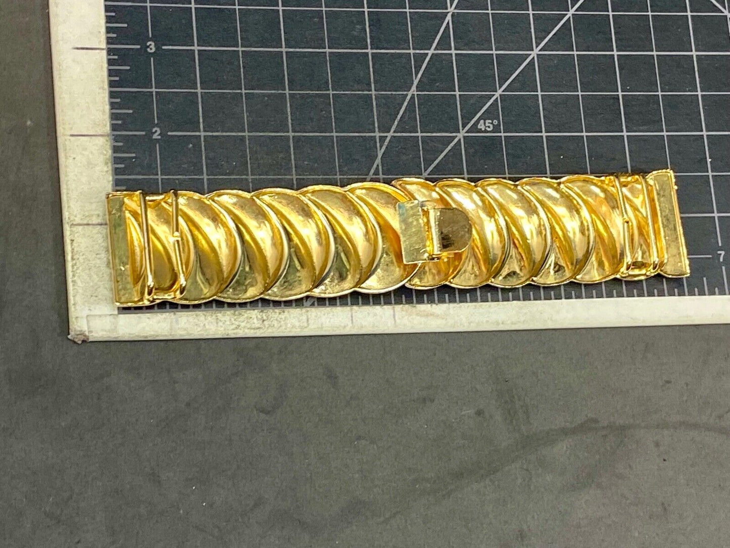 6.5" Wide! Gold Tone Interlocking Two Piece Scarf Belt Clips Tie Buckle 