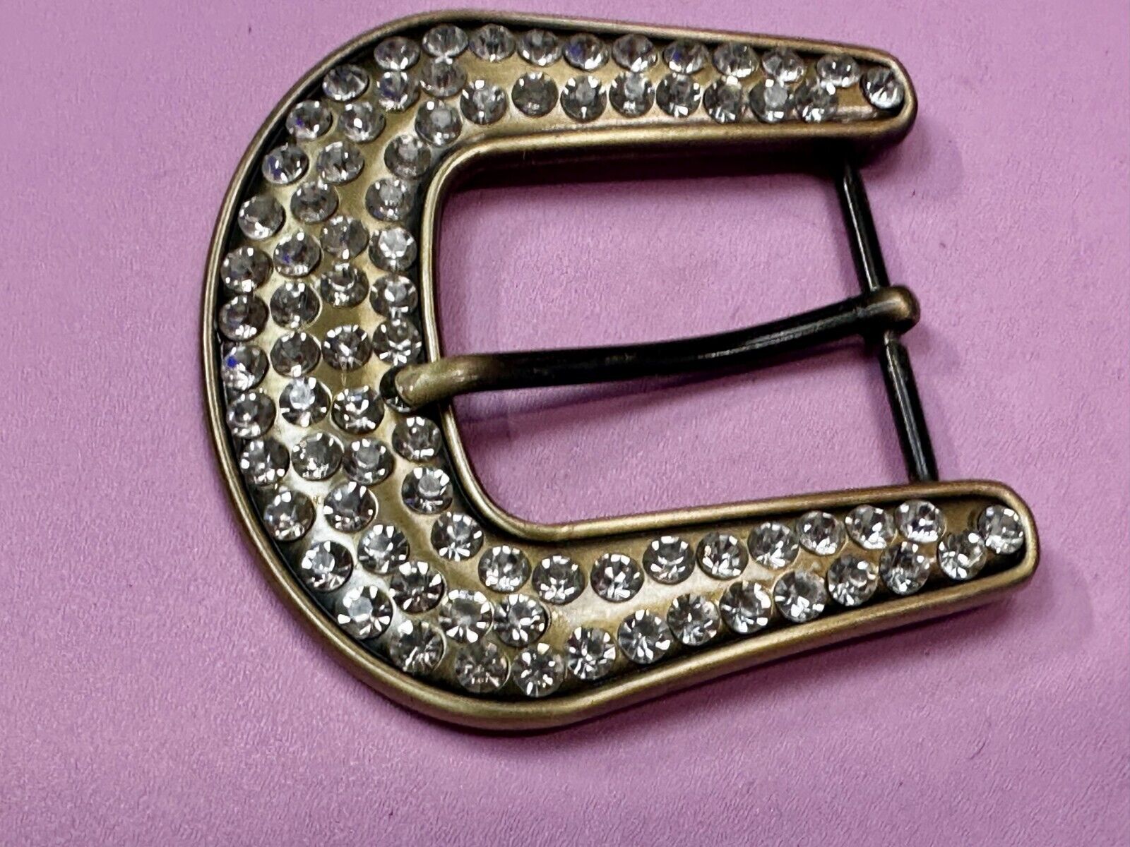 5 Lot Large Rhinestone Covered Ranger Style Gold Color NOS Western Belt Buckle