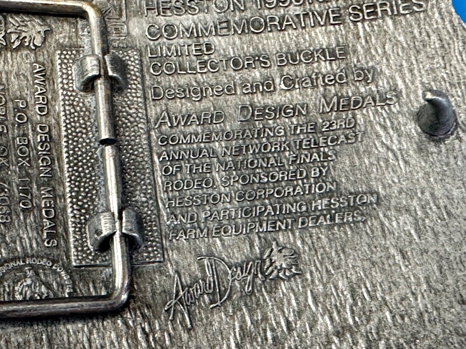 1996  NFR Rodeo Finals Steer Wrestling Cowboy Adult size belt buckle