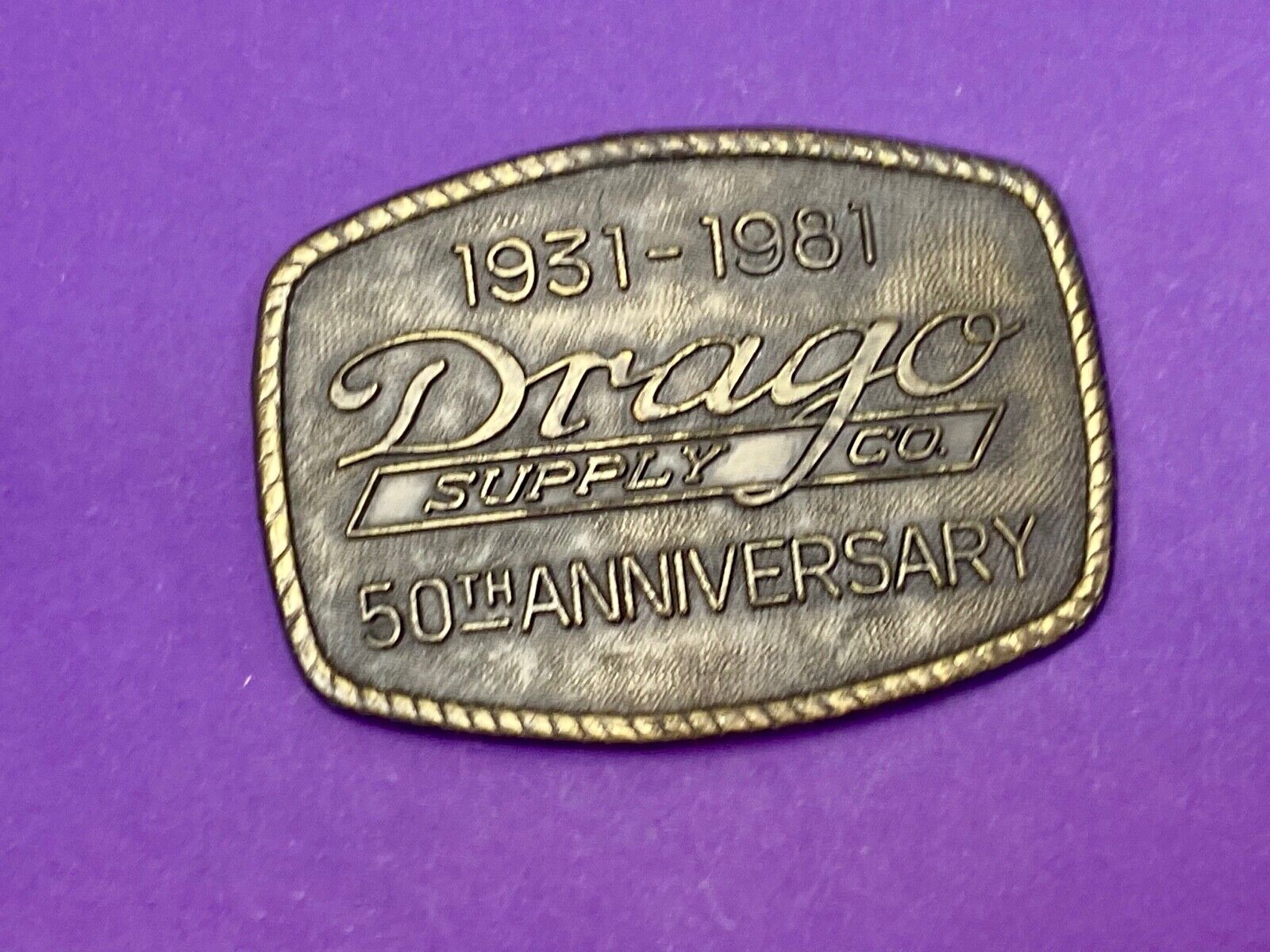Vintage 1981 Drago Supply Company 50Th Anniversary Belt Buckle 