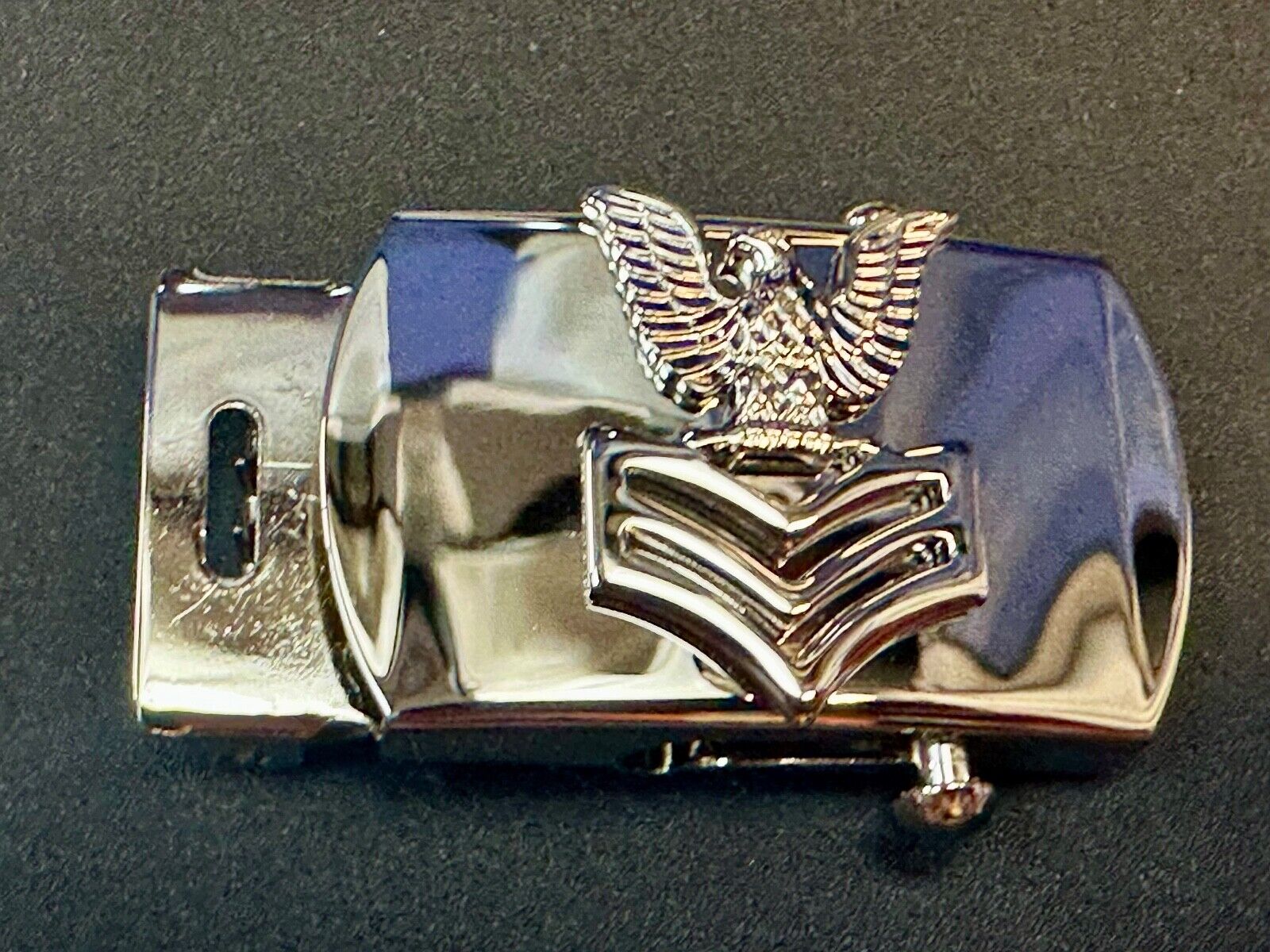 US Navy Petty Officer 1st Class Silver Brass Vanguard Belt Buckle  USN Military