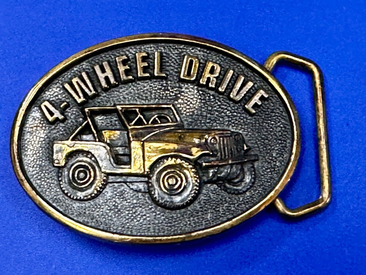 4-Wheel Drive ( Jeep ) 4x4 Off Road Solid Brass Vintage 1978 Belt Buckle by BTS