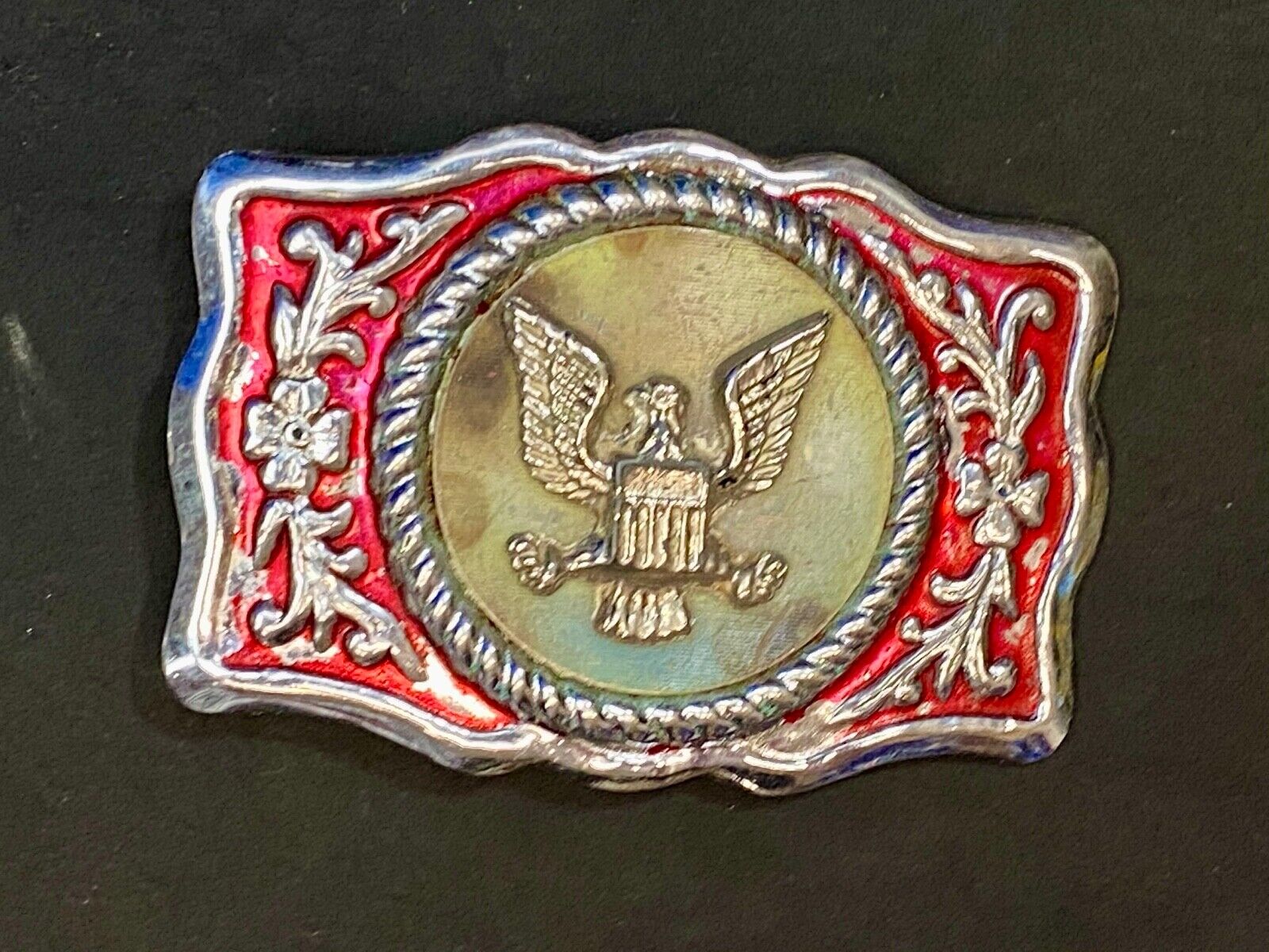 United States of America Eagle Scroll Seal belt buckle  - Artisan makers mark! 