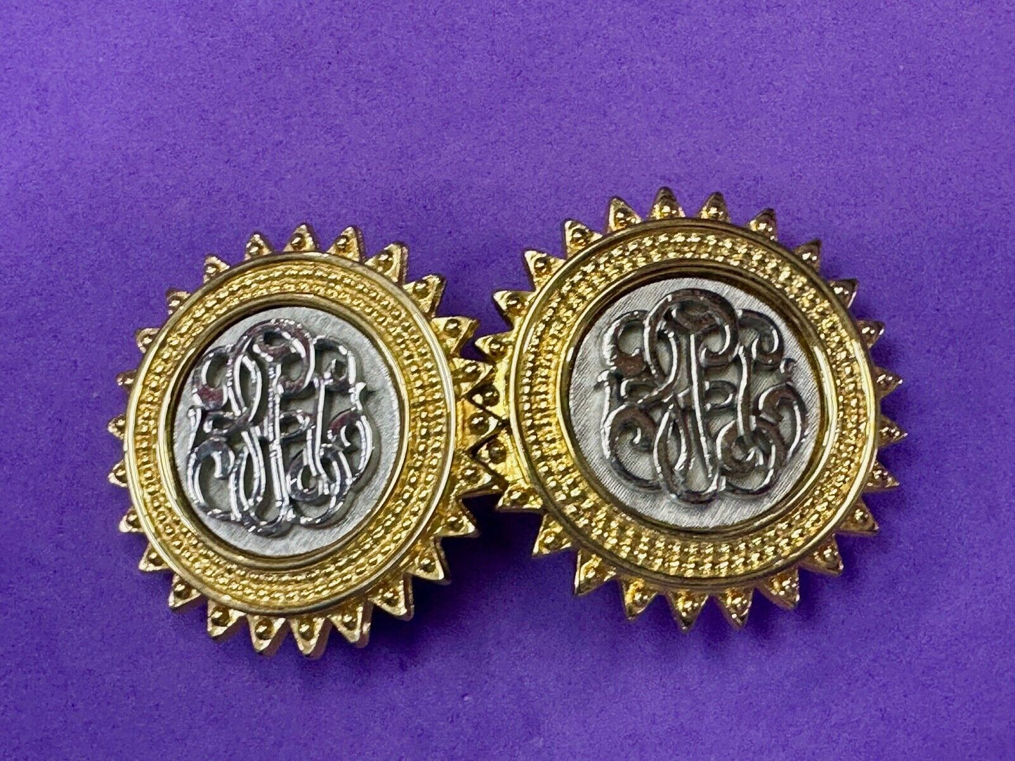 Two piece interconnecting vintage two tone belt buckle By Paquette
