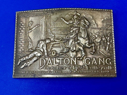 The Dalton Gang Collectors Brass Belt Buckle West Cowboy Style - see Hallmarks!