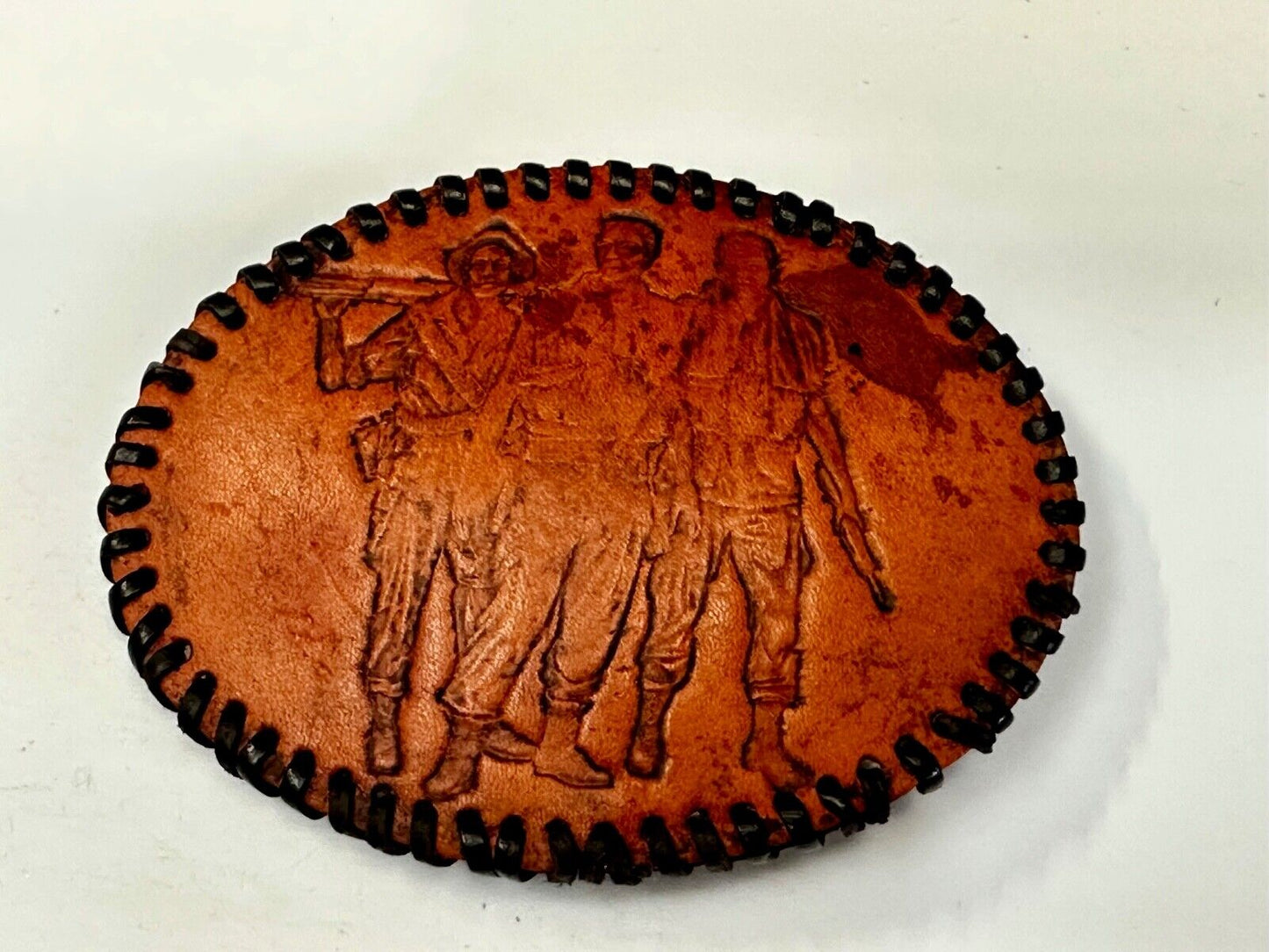 Vietnam War Memorial The Three Soldiers Statue Leather Vintage Belt Buckle
