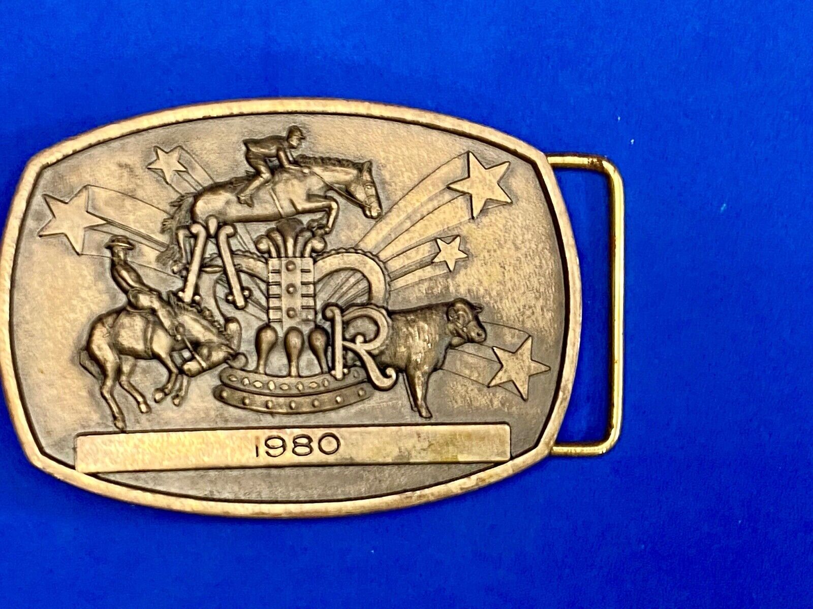 Vintage Horse Jockey Belt Buckle By Jostens 