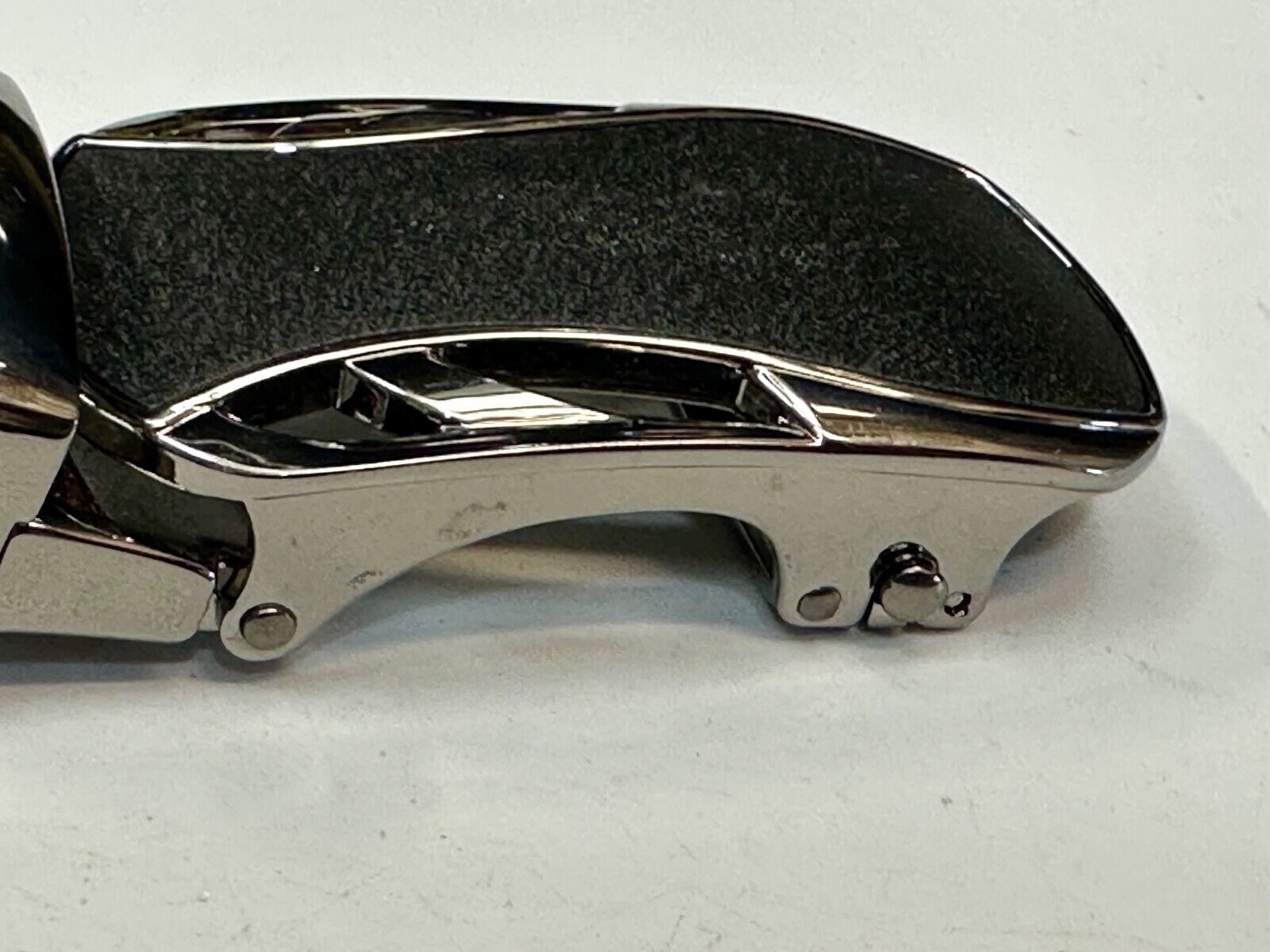 Automatic Ratchet Black & Silver Tone Replacement Dress Style Belt Buckle