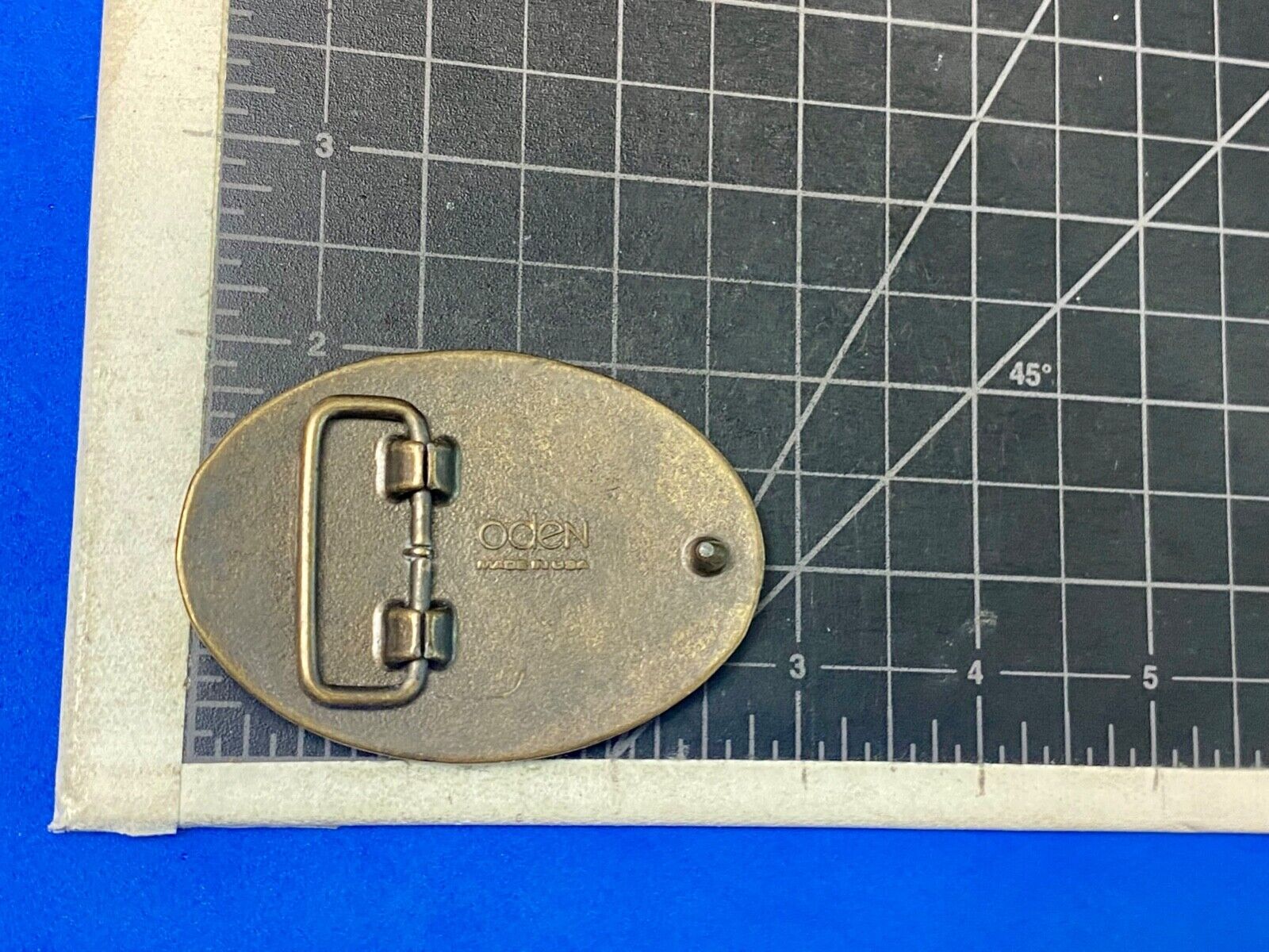 Vintage GREG name metal wood grain western Belt Buckle By Oden - Made In USA