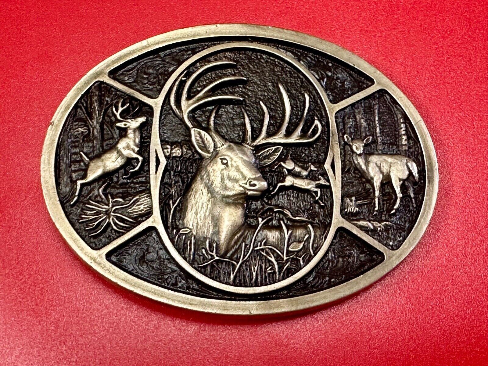 Vintage Deer Buck Doe  Heritage Attitude Belt Buckle by Montana Silversmiths