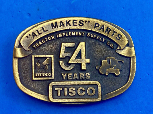 54 years Tisco Tractor Implement Supply Spec Cast Brass Belt Buckle series 2