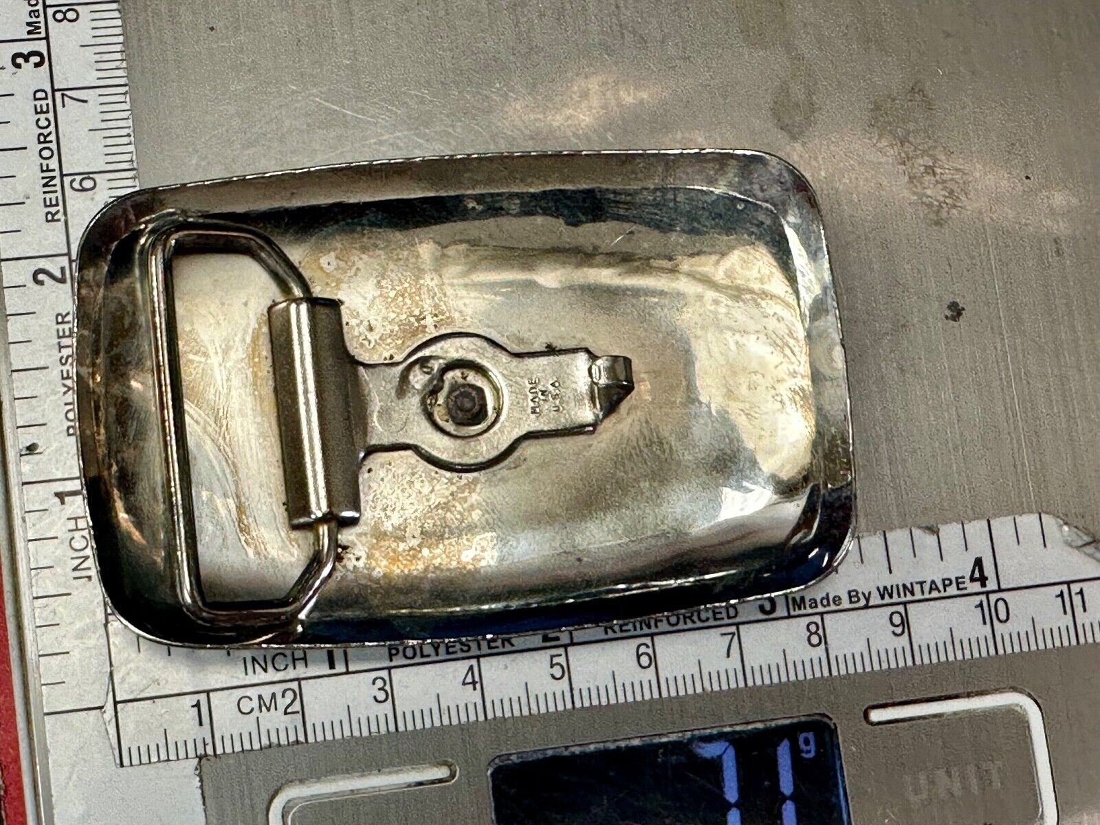 Vintage Horse Drawn Covered wagon on reflective western two tone belt buckle