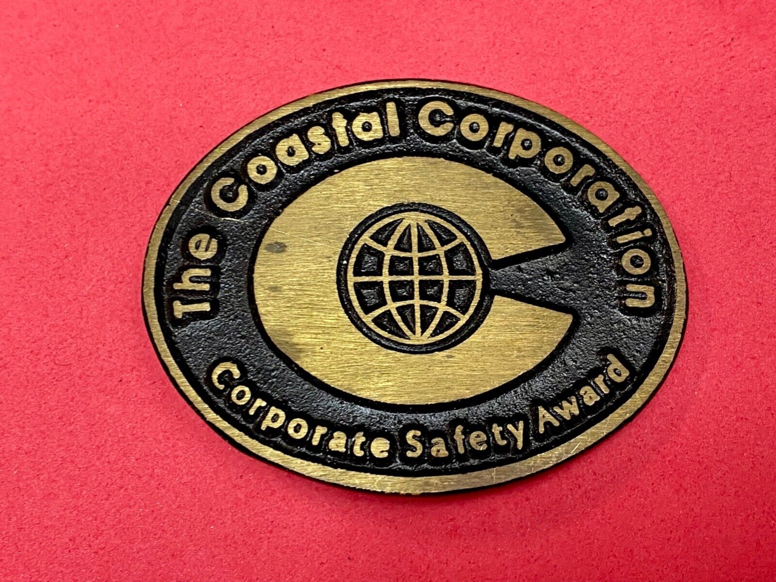 The Coastal Corporation Safety Award solid brass dynabuckle belt buckle