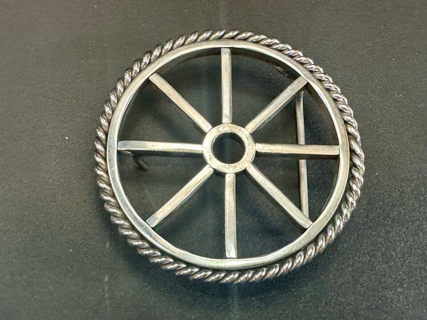 Unique Wagon Wheel Pattern Open Cut-Out Silver Tone 3" Artisan Belt Buckle