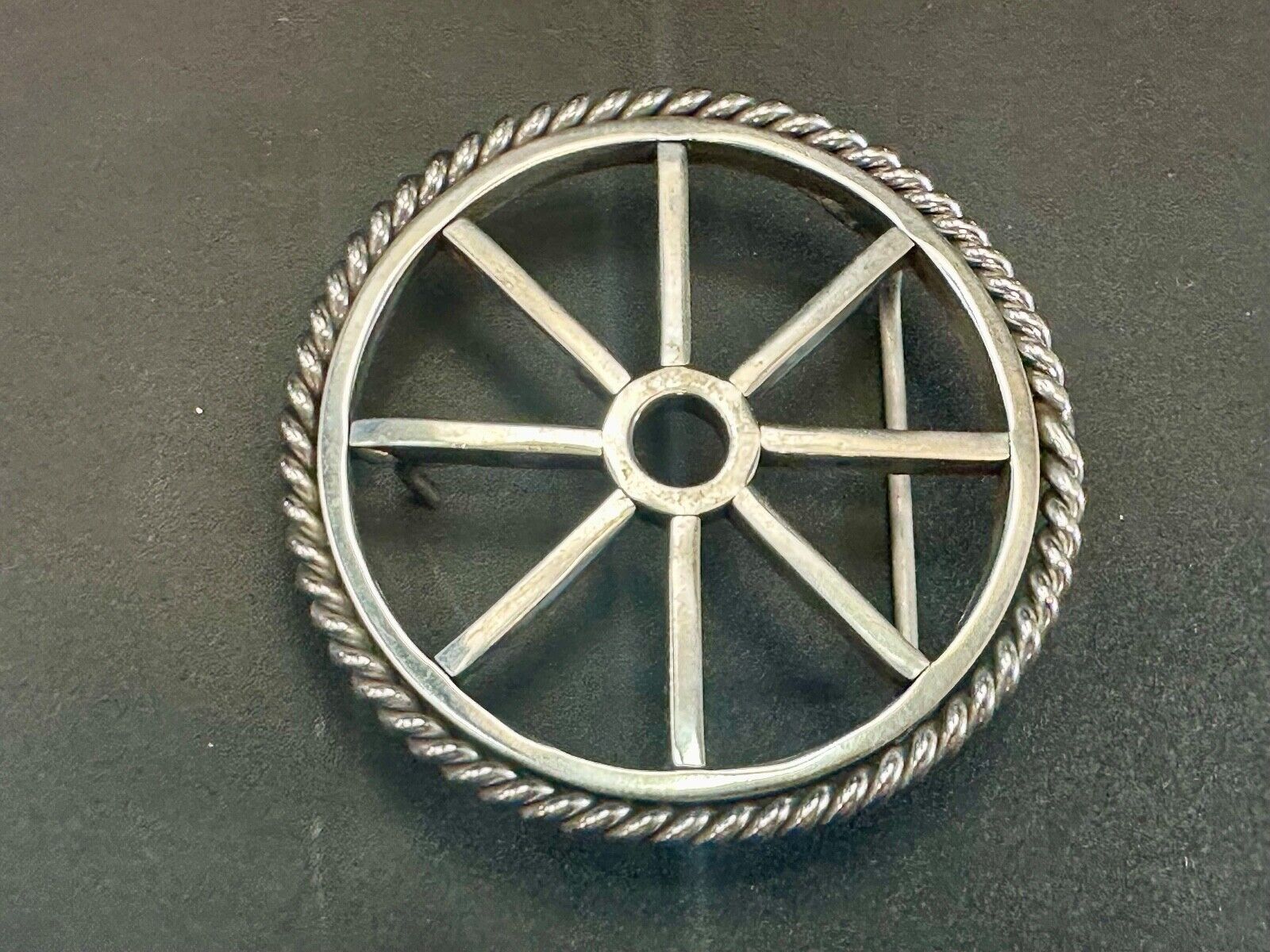 Unique Wagon Wheel Pattern Open Cut-Out Silver Tone 3" Artisan Belt Buckle