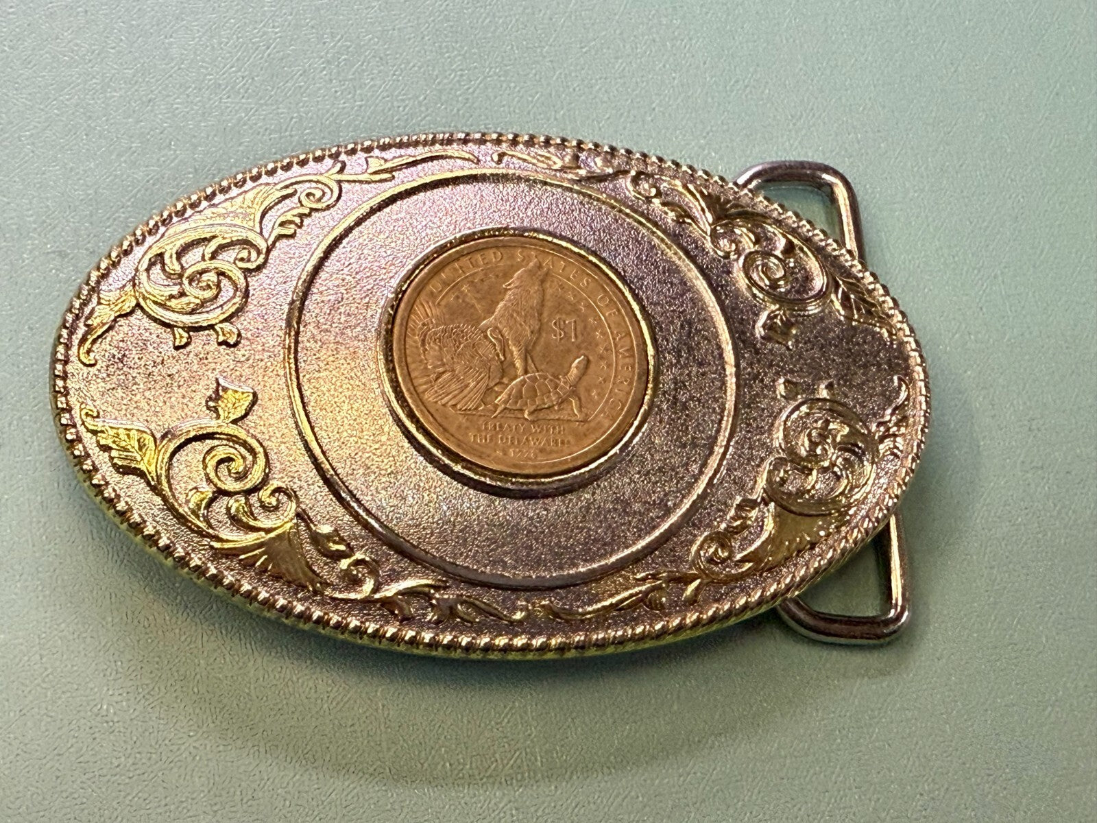 United States of America Treaty Delaware Dollar Coin Collectors FCM Belt Buckle
