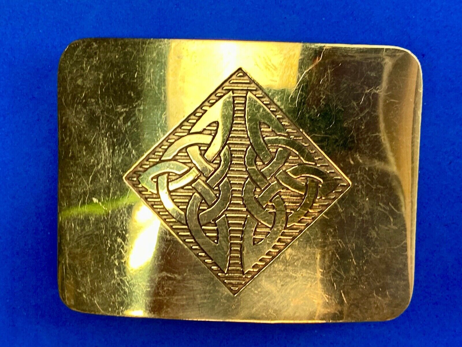 Antique Brass tone BOHO HIPPIE Ornate Lines Pattern Vintage Belt Buckle 