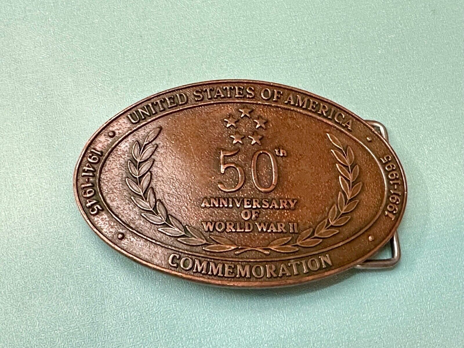 United Stated 50th Anniversary of World War 2 Commemorative belt buckle Crew INC