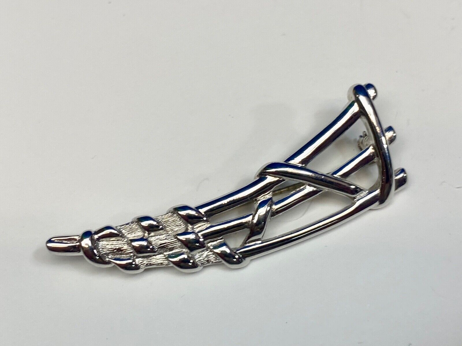 Abstract Retro Design 3 Level Silver Tone Brooch Pin by Monet