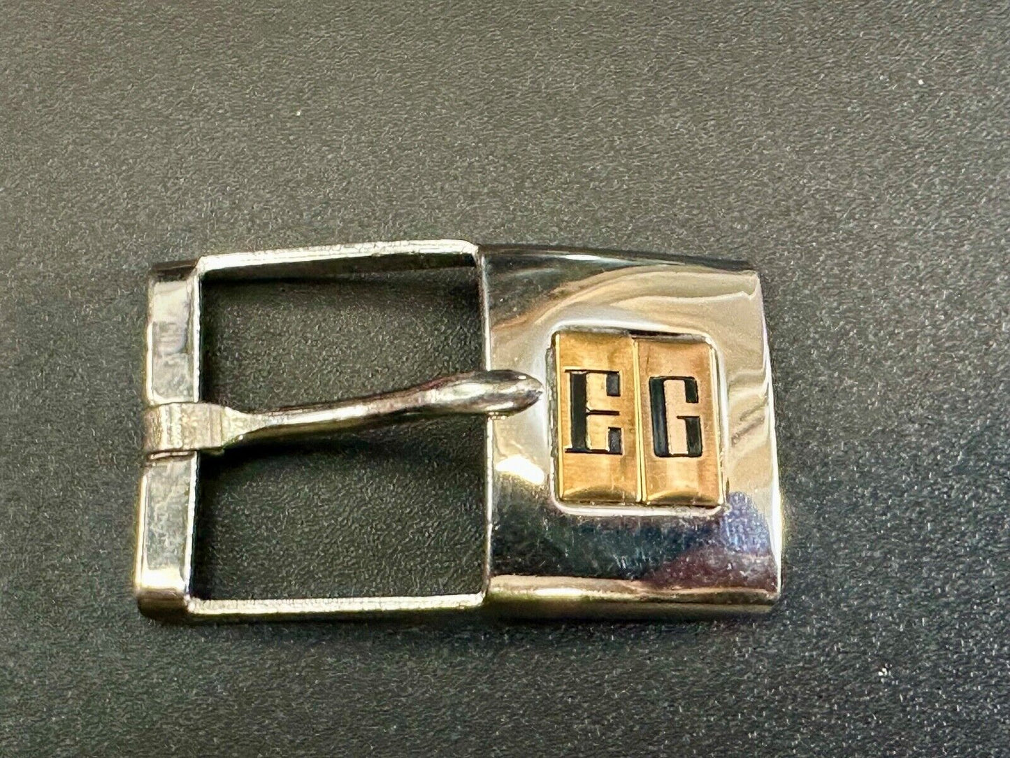 Vintage Letter monogram Initial EG - small two tone belt buckle