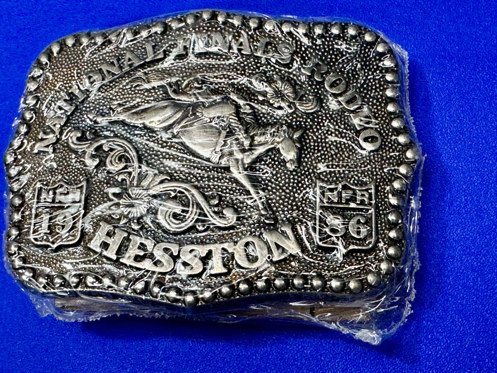 1986 Hesston National Finals Rodeo NFR Cowboys Youth Size NOS Belt Buckle