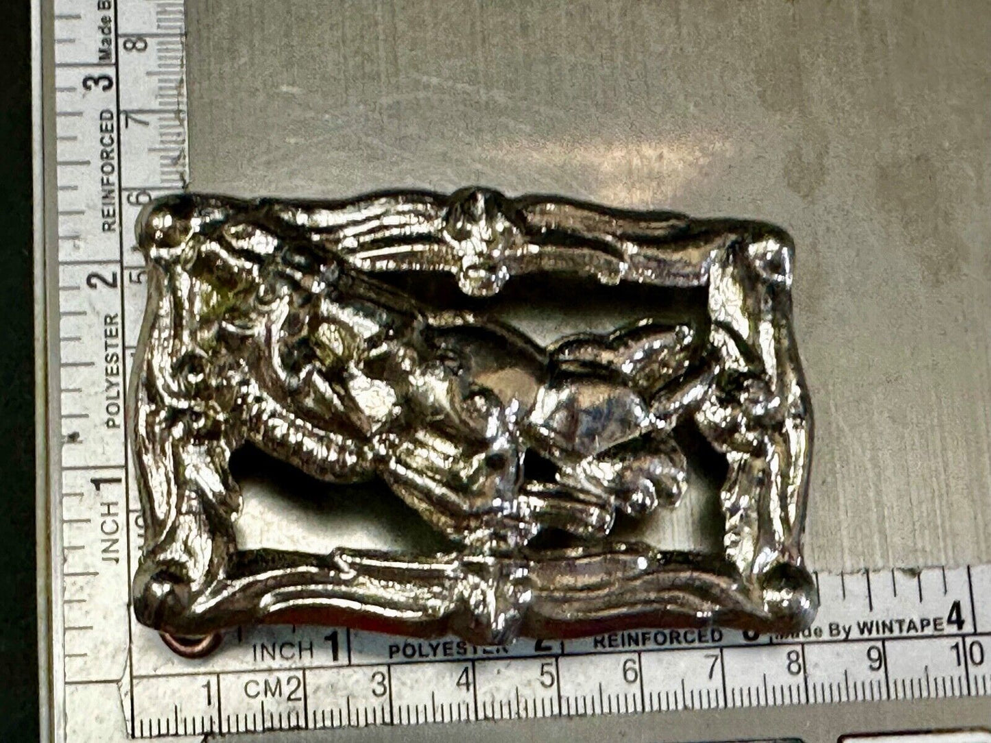 Unique silver tone Vintage Cowboy Saddle Bronc see through western belt buckle