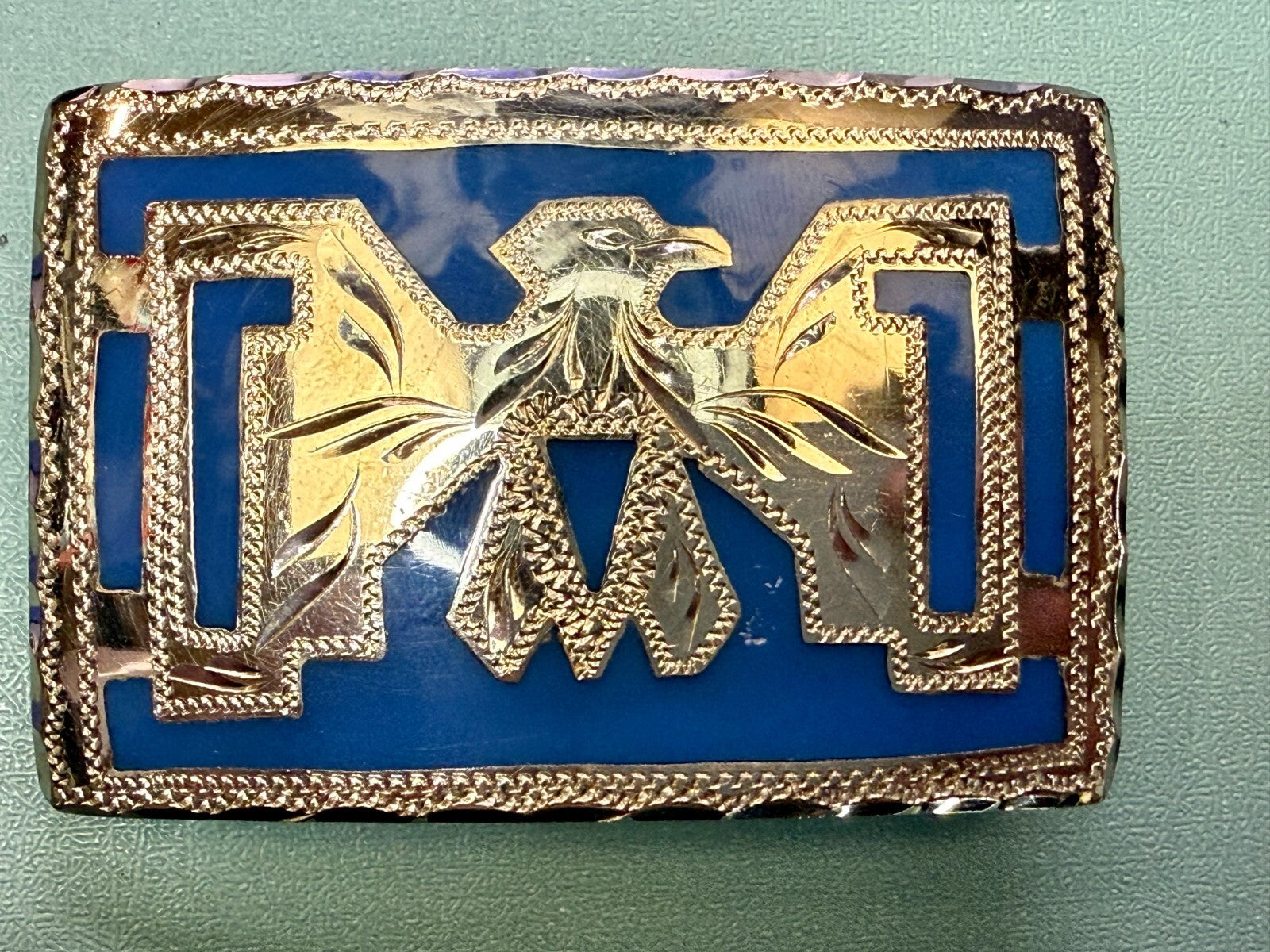 Thunderbird Native American Indian Hand-Crafted Inlay Enamel Belt Buckle