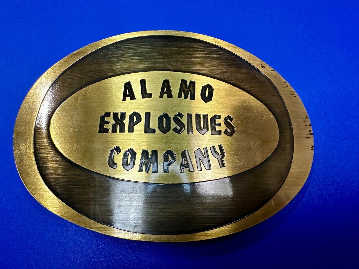 Alamo Texas Explosives Company Mine Company Belt Buckle - Metal Arts O.K.C