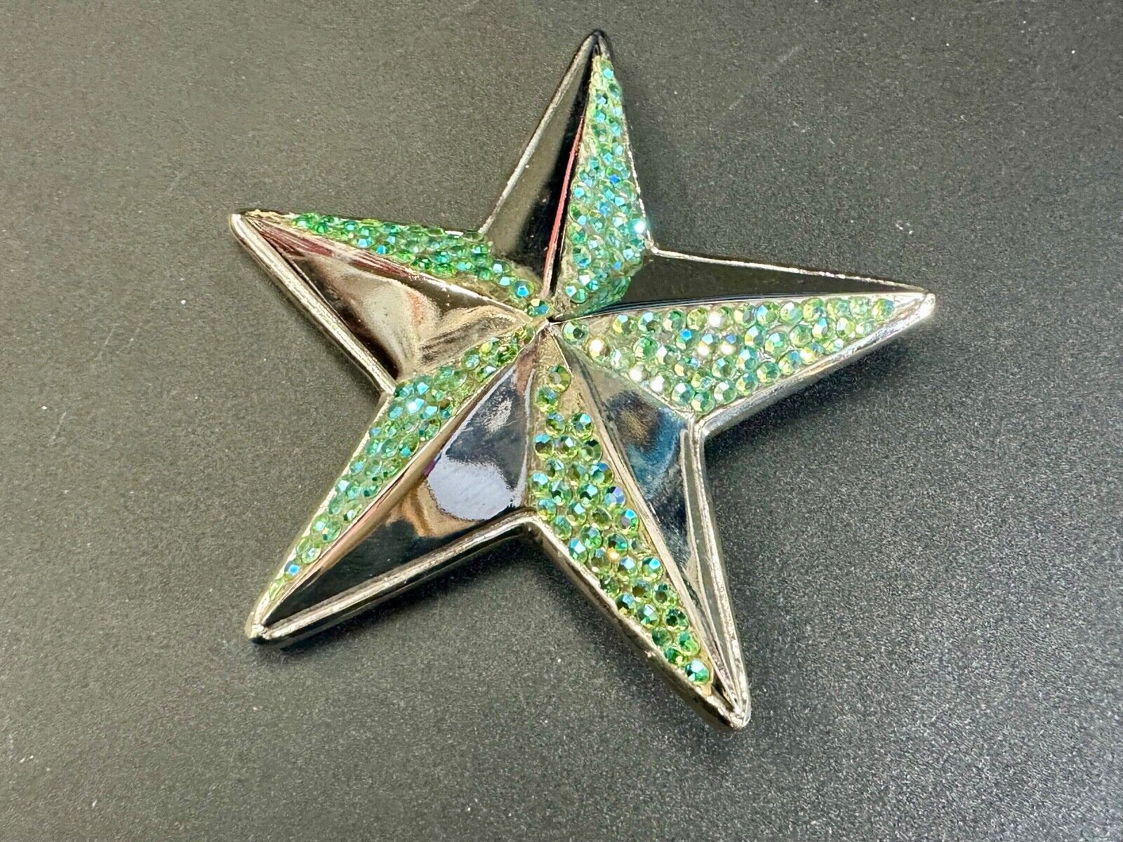 3D STAR dimensional vintage belt buckle by silver star -  missing rhinestone's