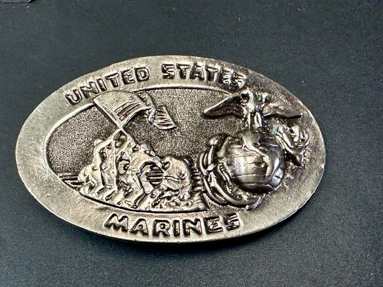 United States Marine's  Flag Memorial Eagle Anchor Emblem vintage belt buckle