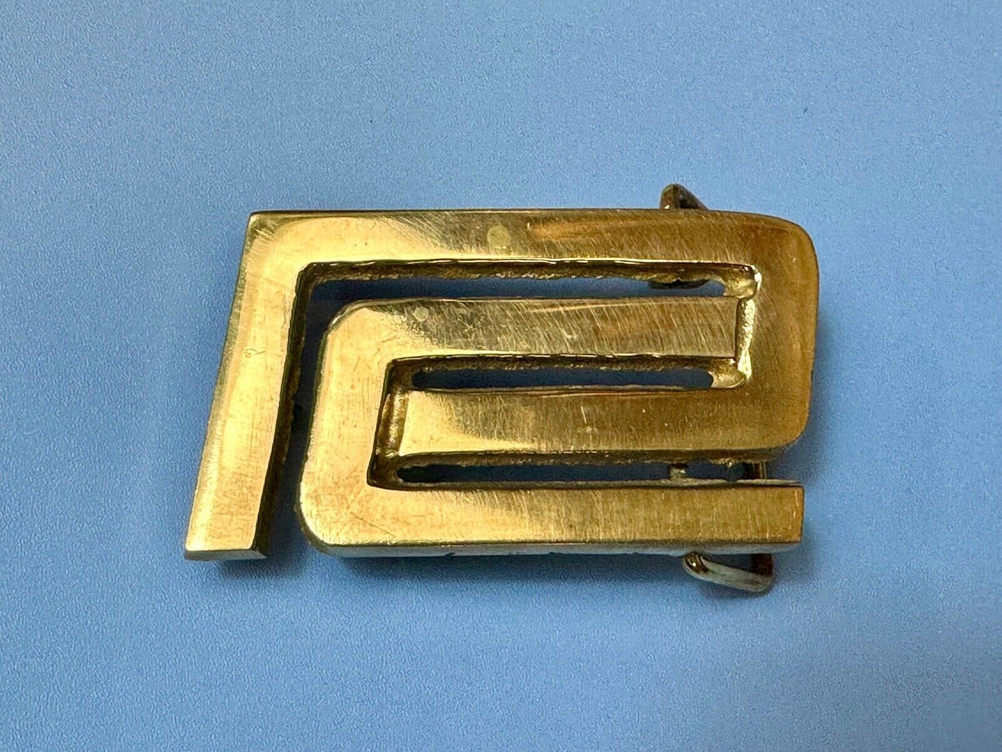 Abstract Design R Company Emblem? Vintage  Solid Brass Belt Buckle