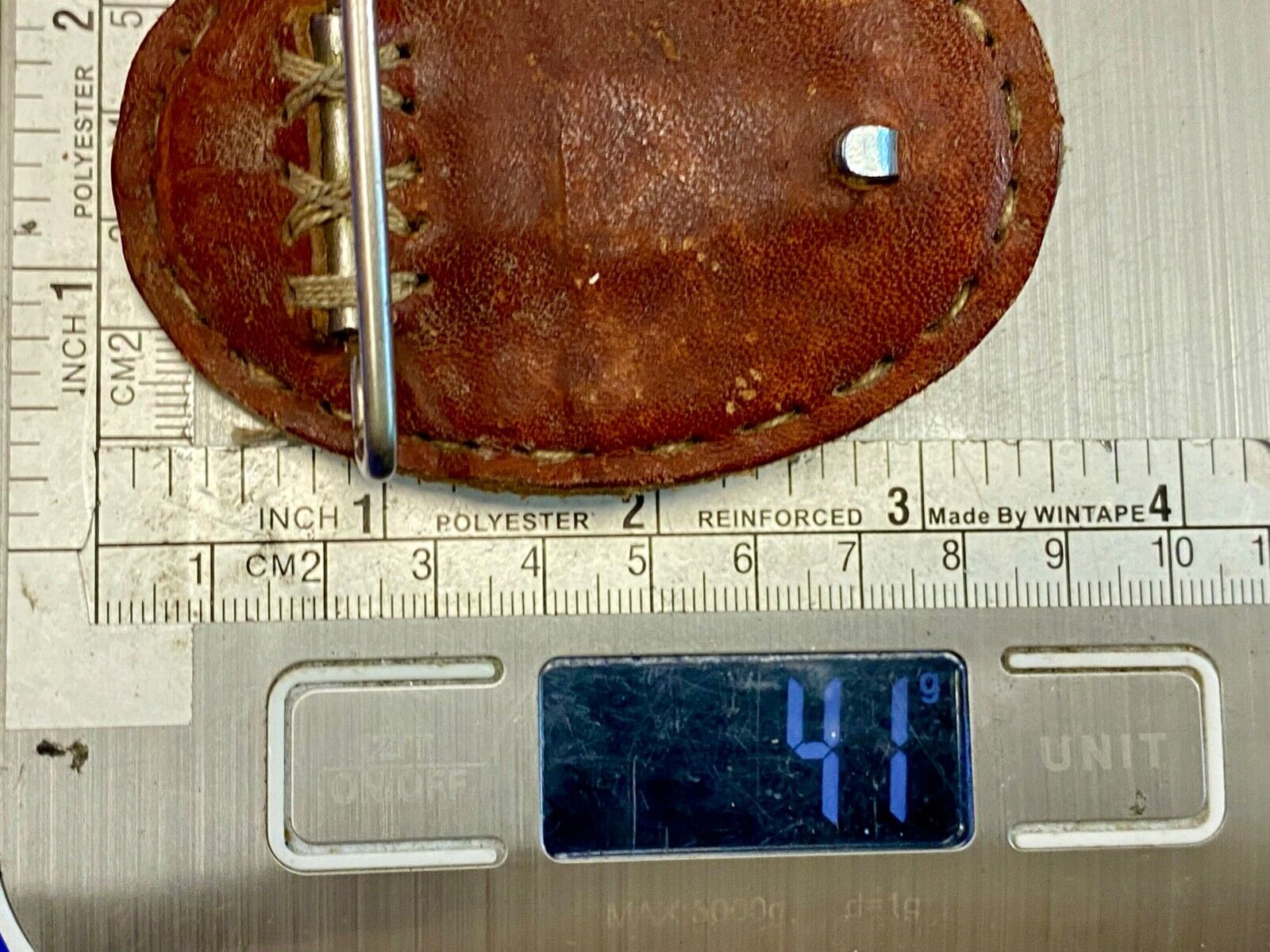 Vintage Leather oval belt buckle with cracked Oval Cab style center belt buckle