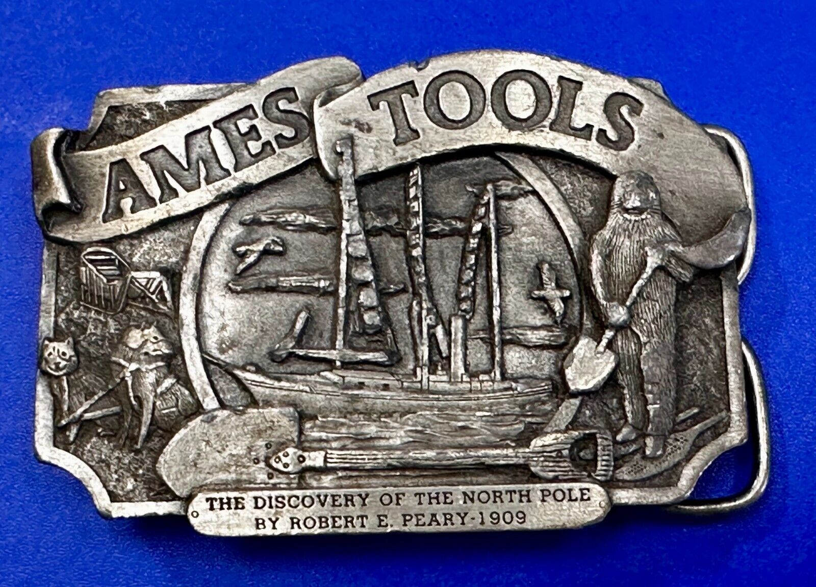 Ames Tools The Discovery of The North Pole by Robert E. Peary 1909 Belt Buckle