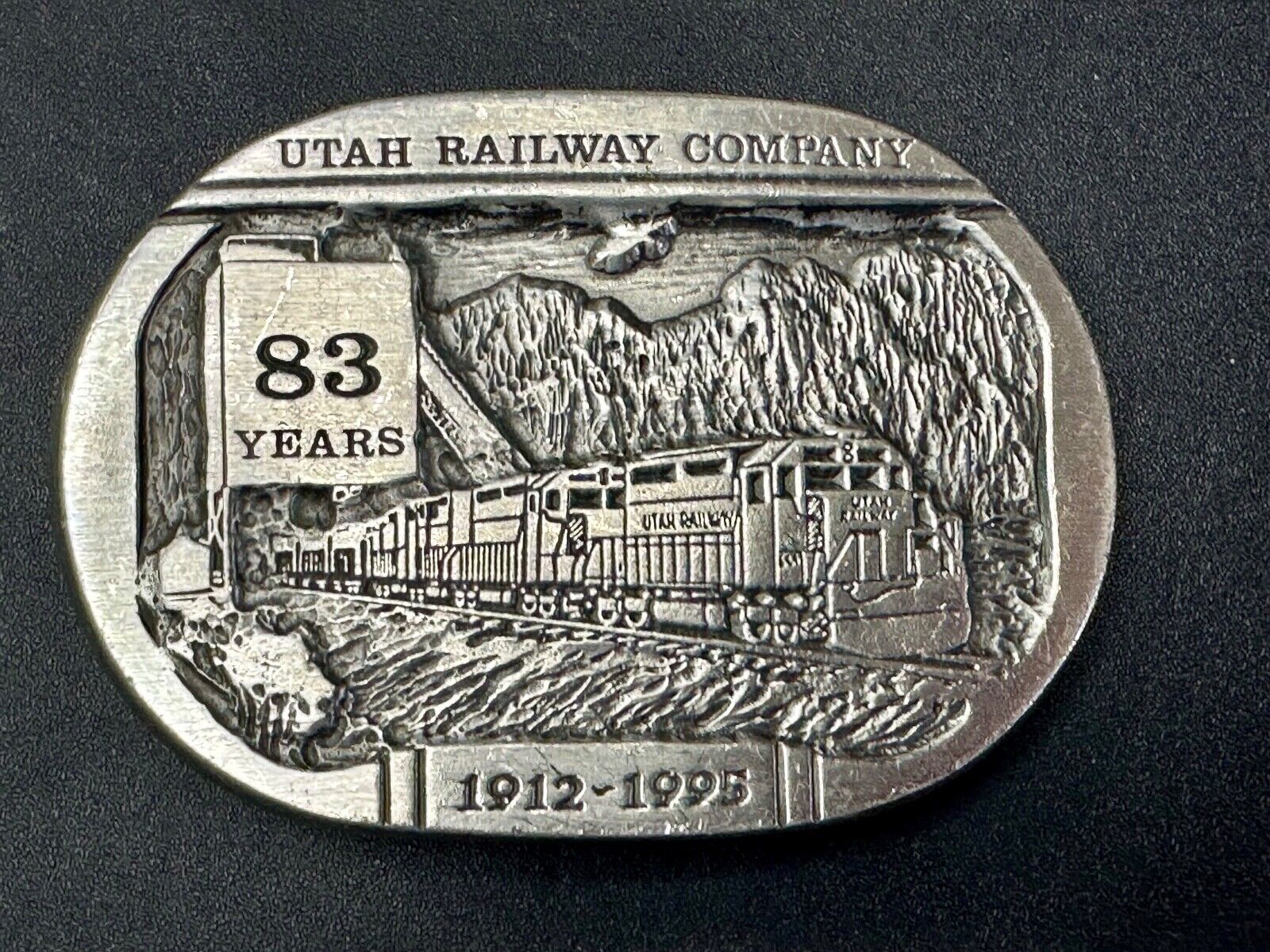 Utah Railway Co Vtg Train Railroad 83 Years - Gary Prazen Sculpture Belt Buckle