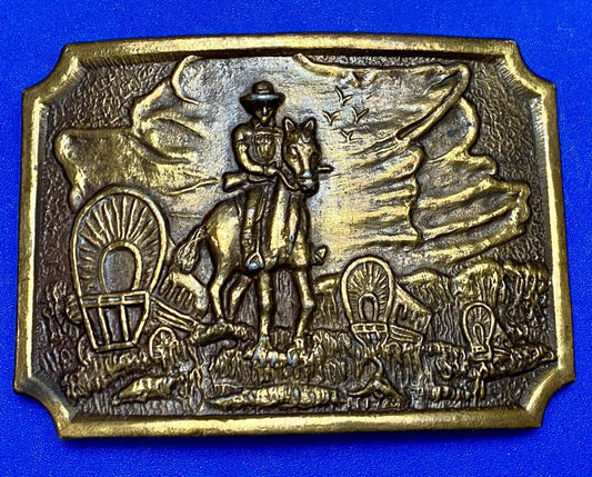 Tall in the Saddle Art Western Horse and Cowboy way of life! Vintage belt buckle