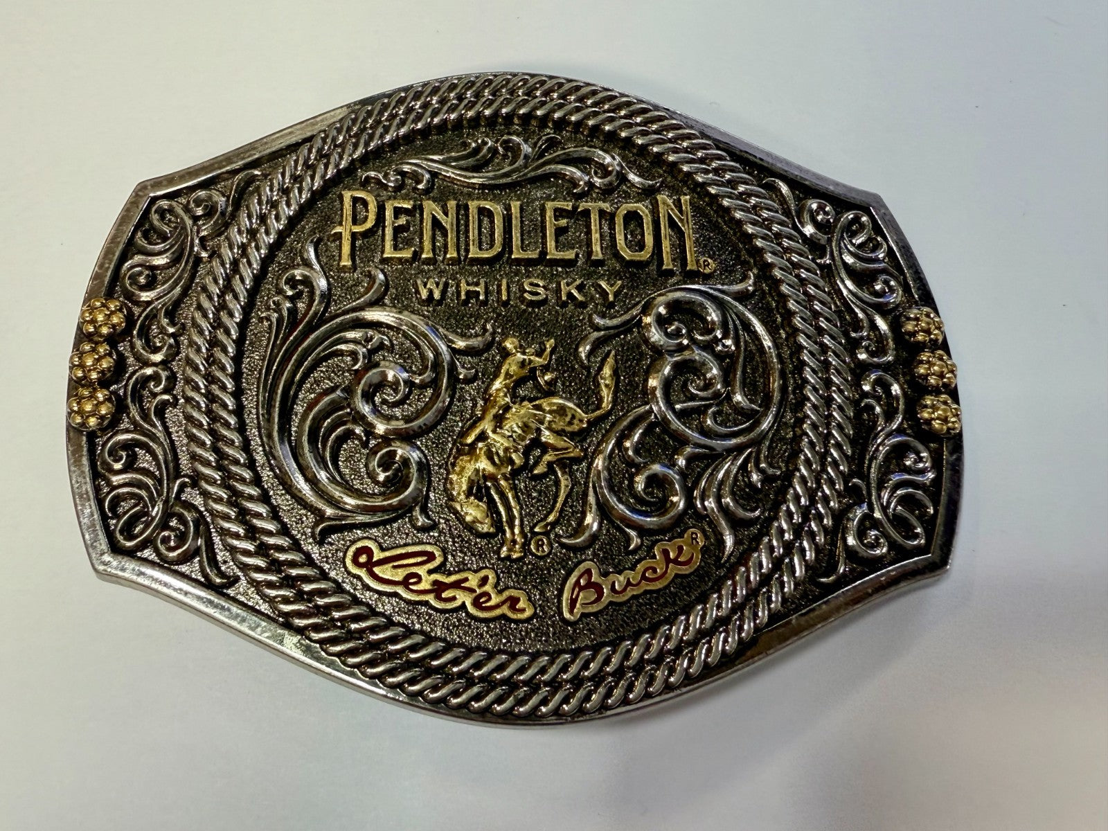 2021 Pendleton Whiskey Let'er Buck Rodeo Cowboy Montana Silversmiths Belt Buckle