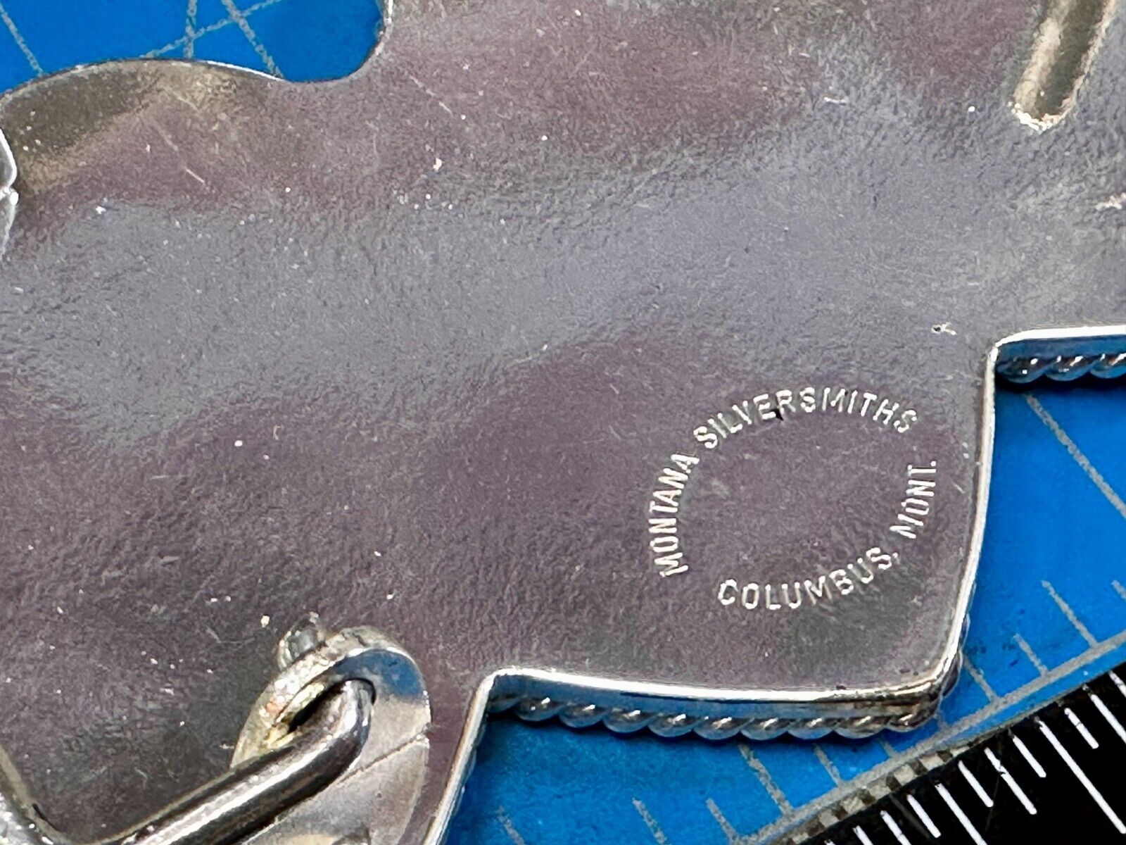 Triple 3 Hearts  Etched Floral Vintage Large Montana Silversmiths Belt Buckle