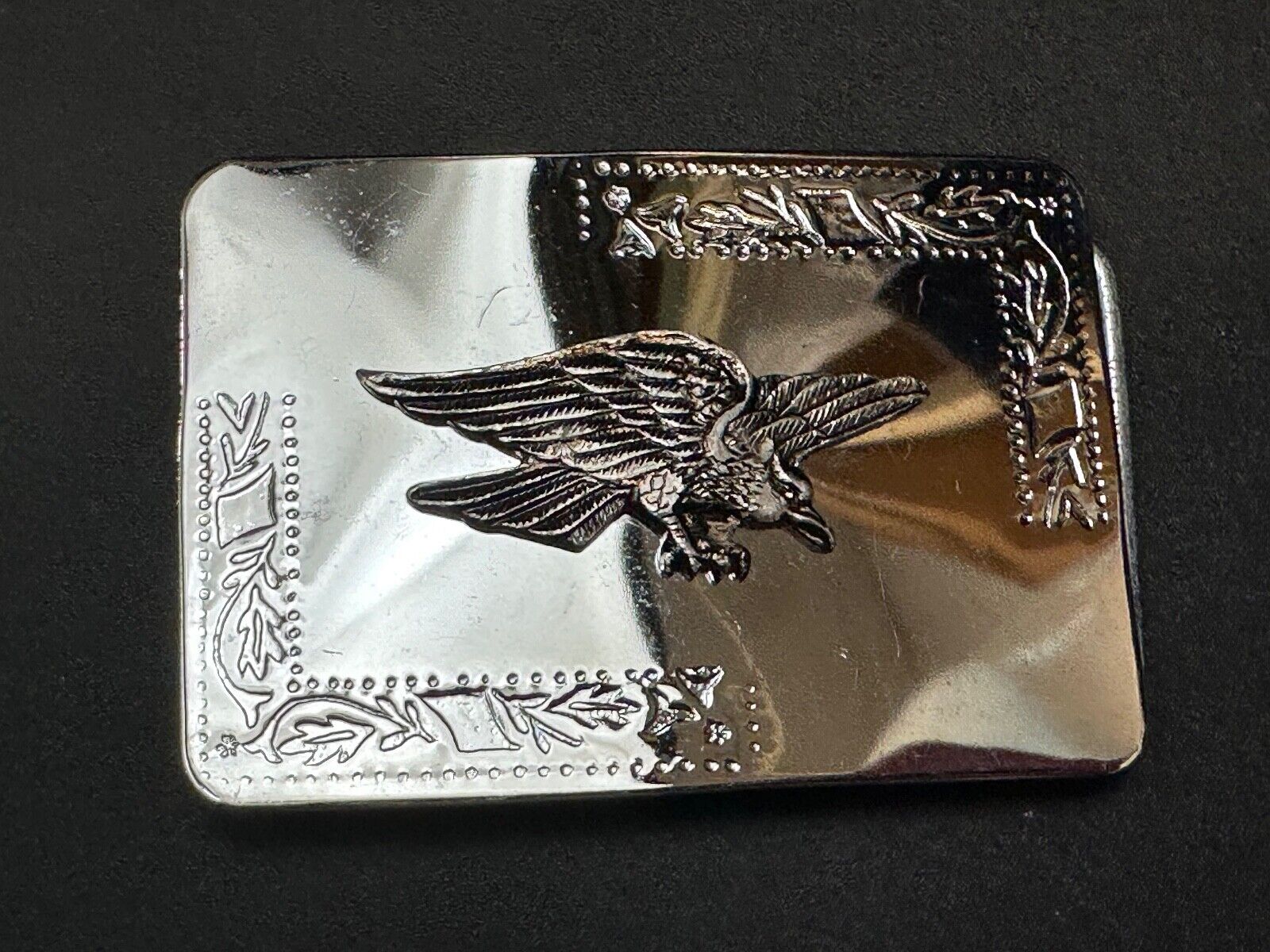 Vintage Hunting Flying Majestic Eagle on western mirrored two tone belt buckle